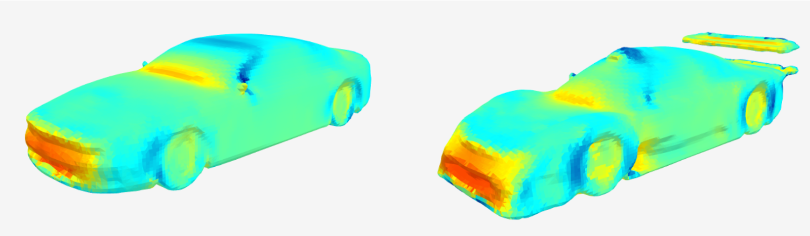 DEBOSH (Deep Bayesian Optimization) can morph a baseline design (left) into an aerodynamically optimal shape (right)