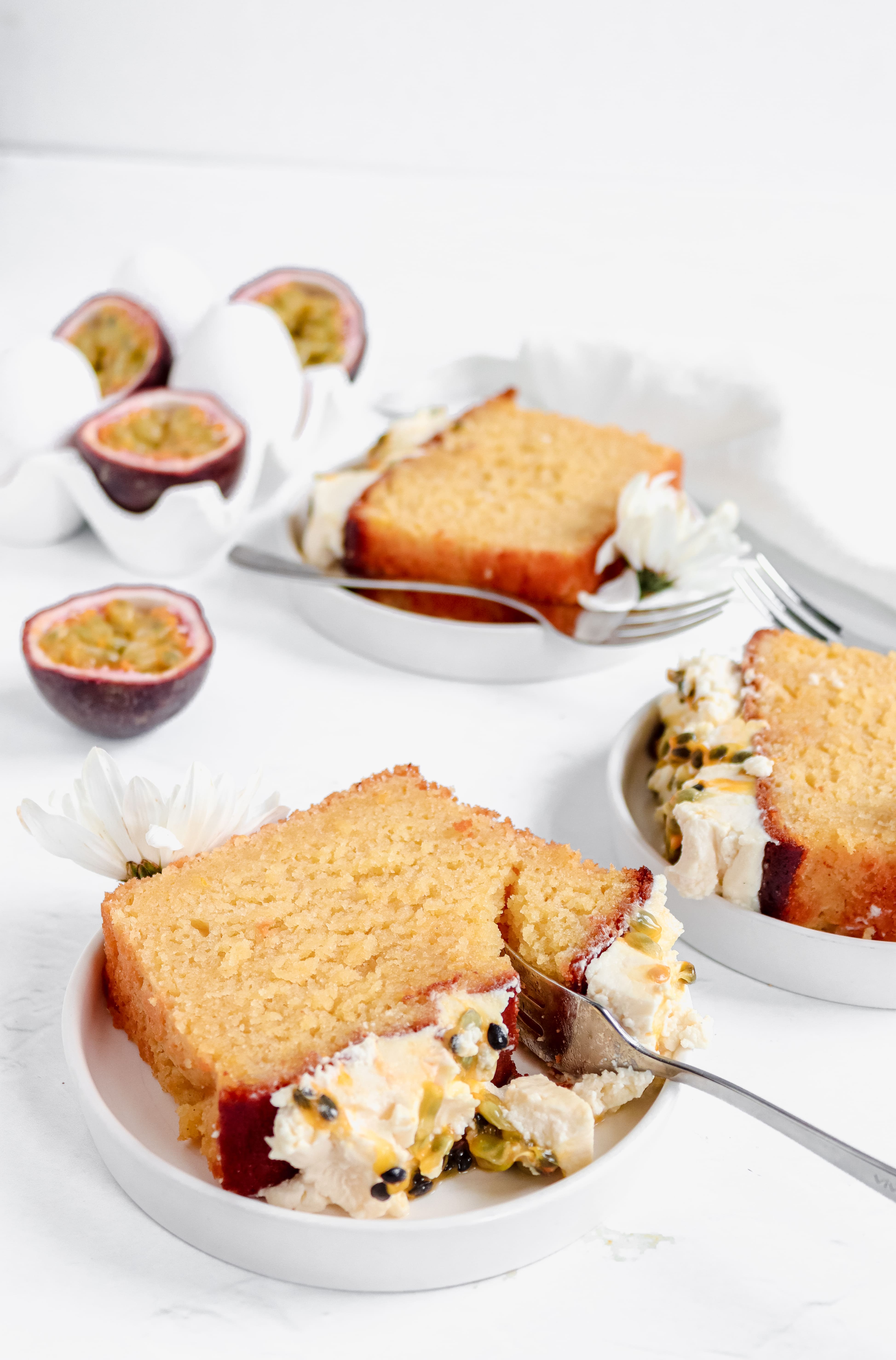 Passionfruit Yoghurt Cake with Vanilla Mascarpone