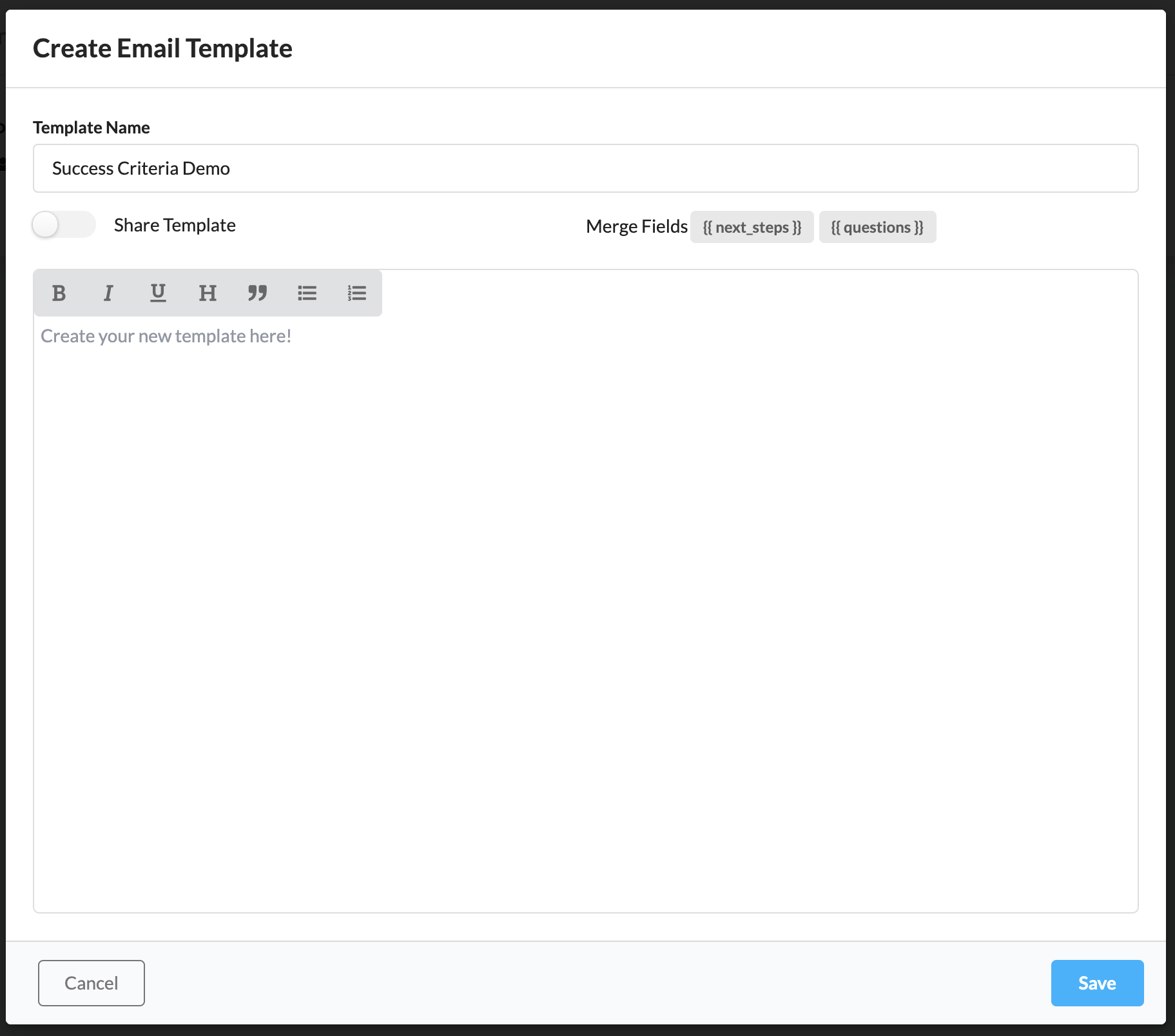 Email Template Example
