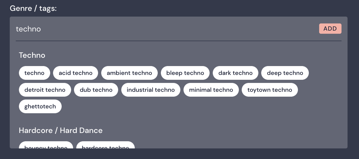 Mixcloud genre tags