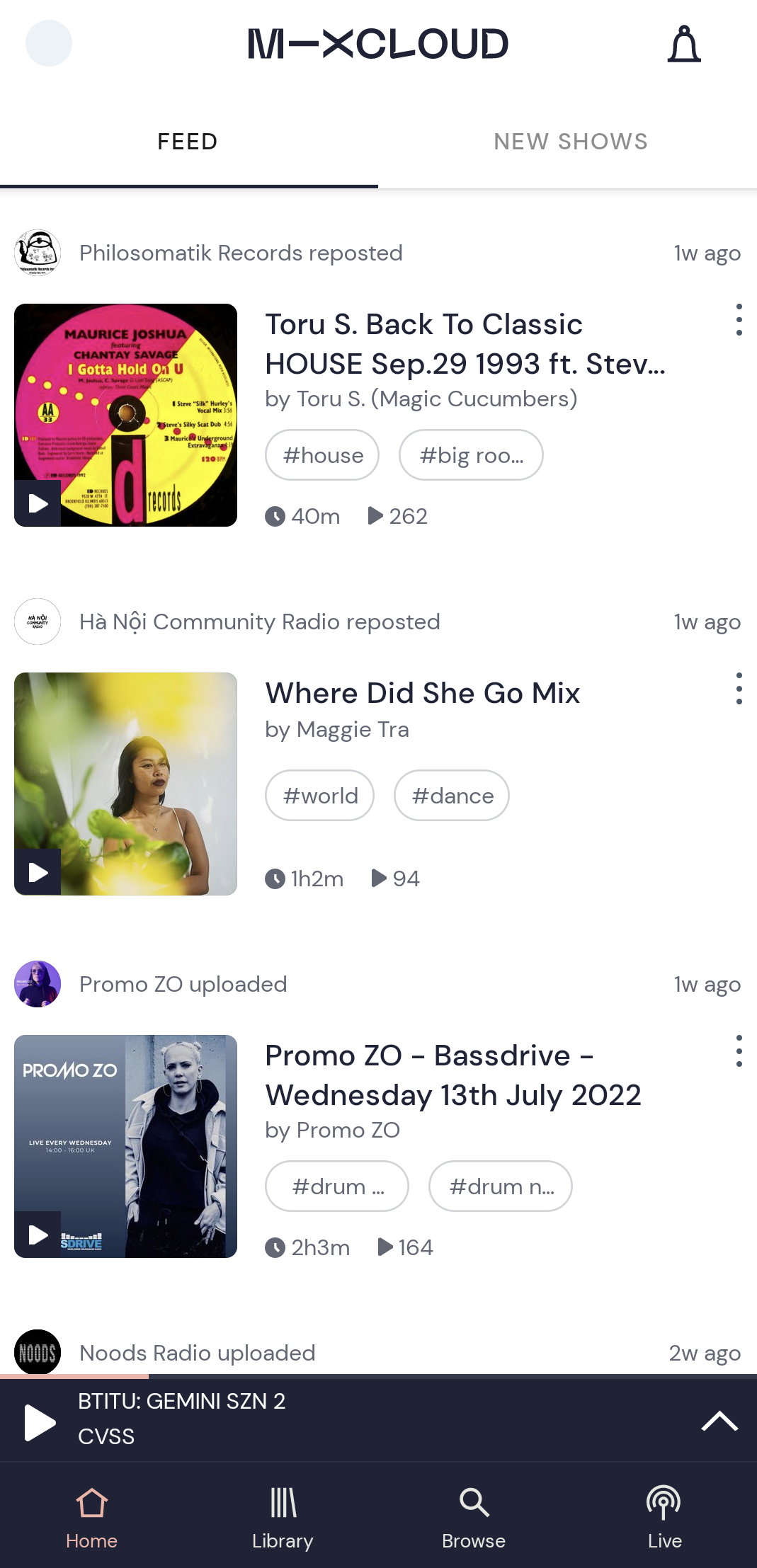 The Mixcloud creator feed