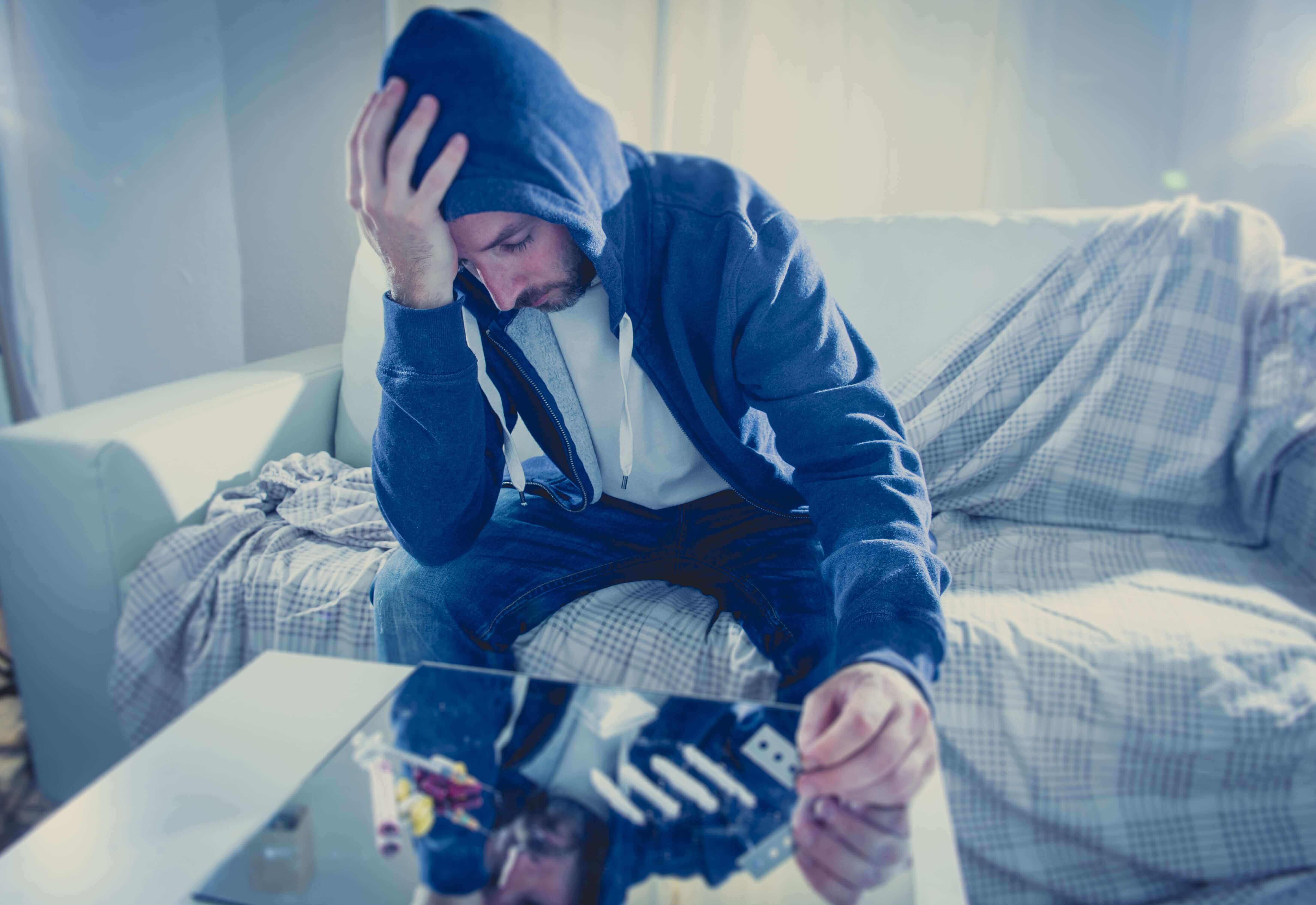 man addicted to cocaine