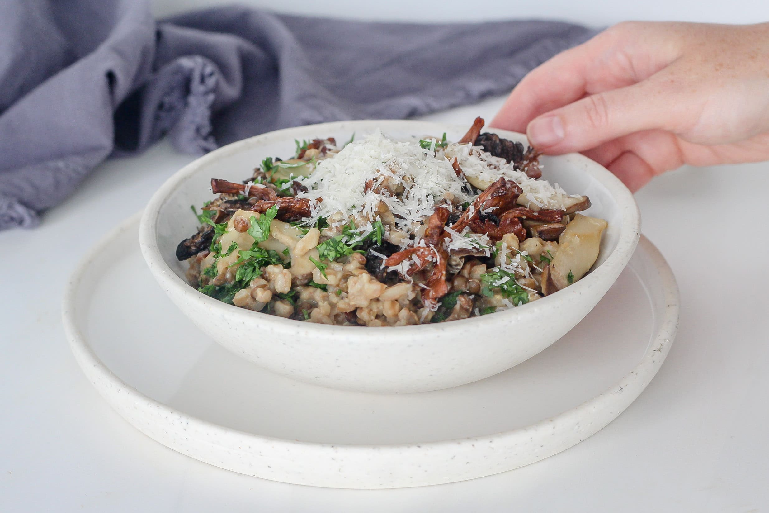 Farro Risotto With Lentils, Mushrooms & Truffle
