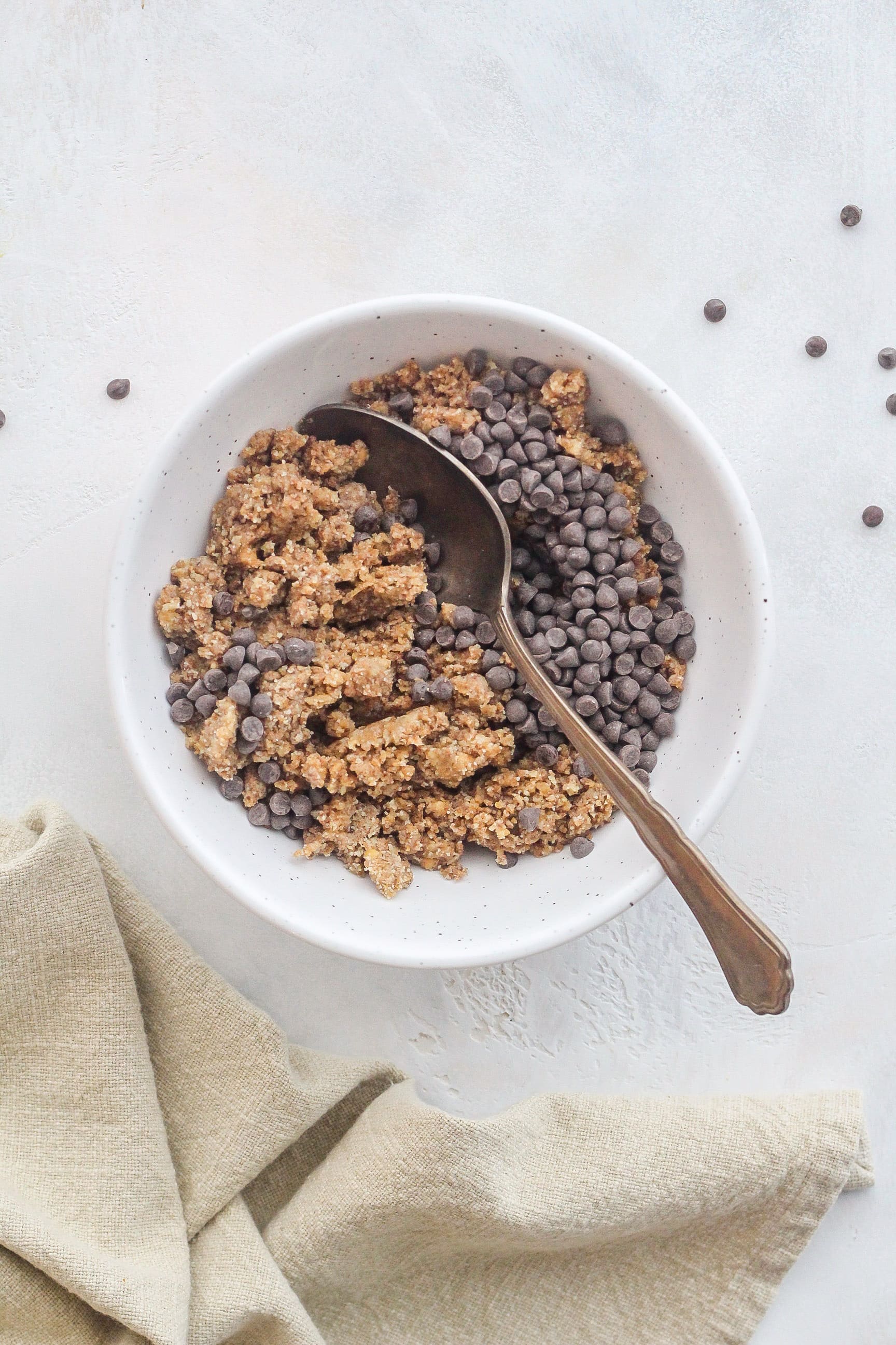 ingredients for skillet cookie in bowl