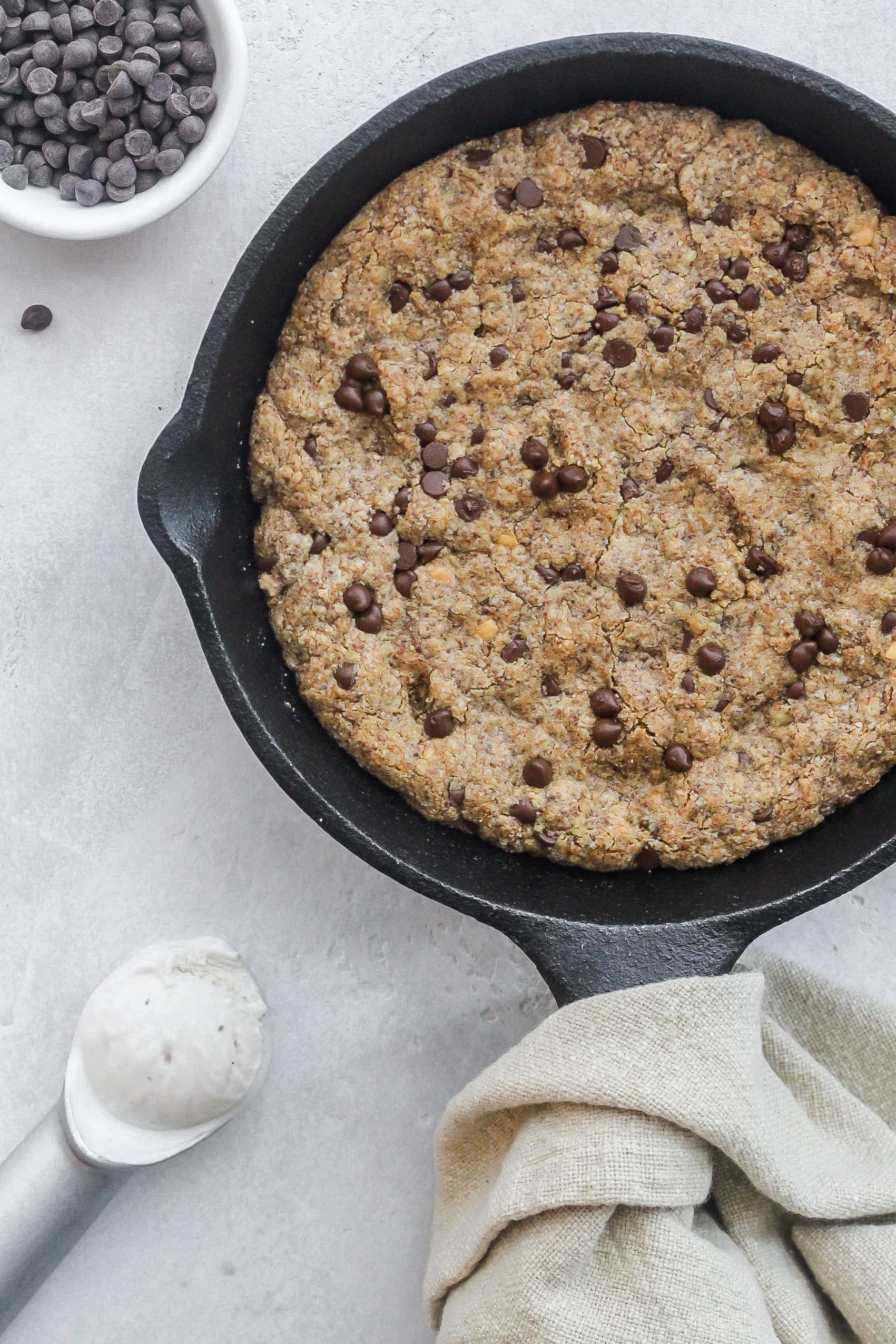 healthy peanut butter skillet cookie