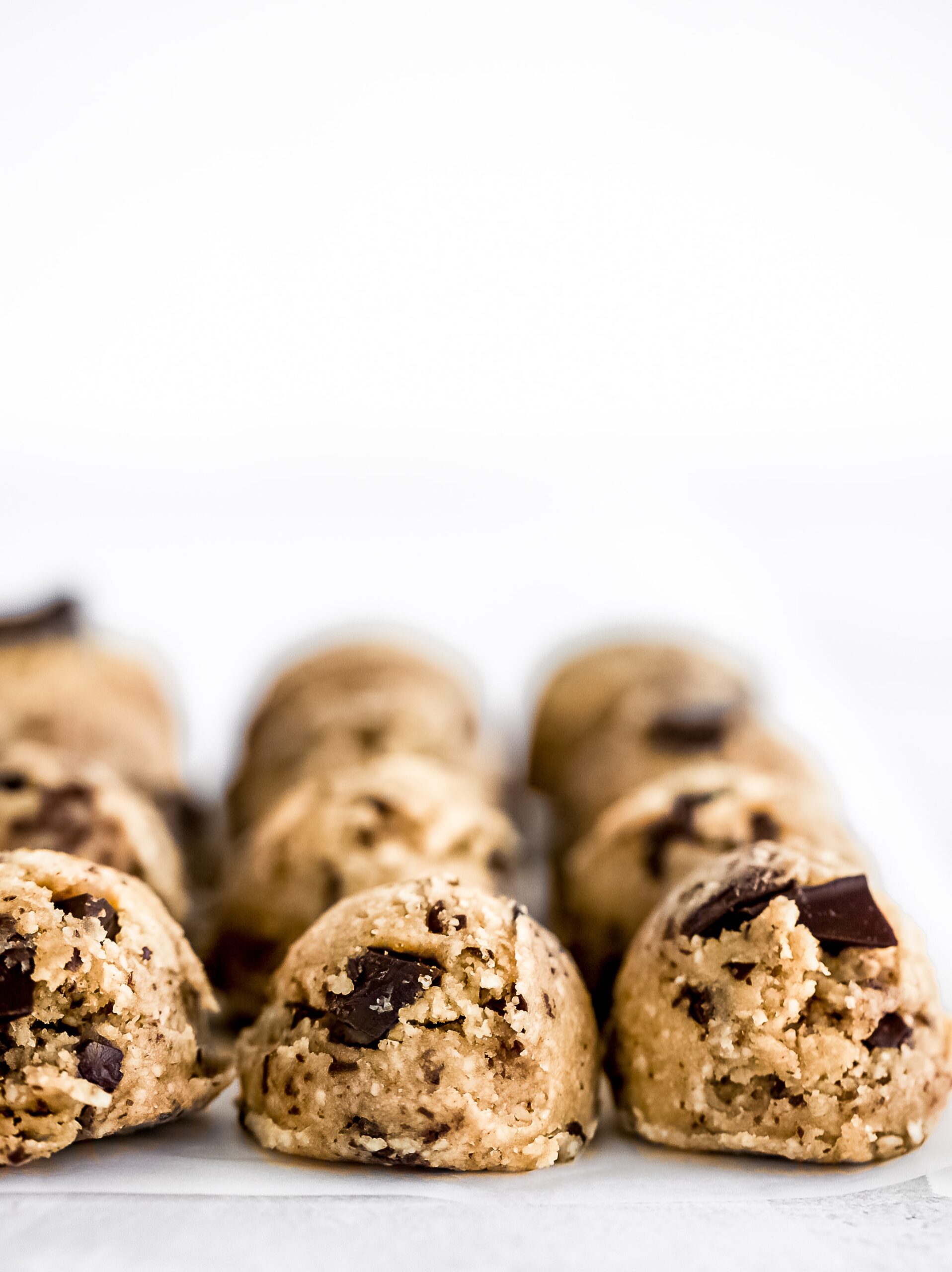 cookie dough scooped into balls