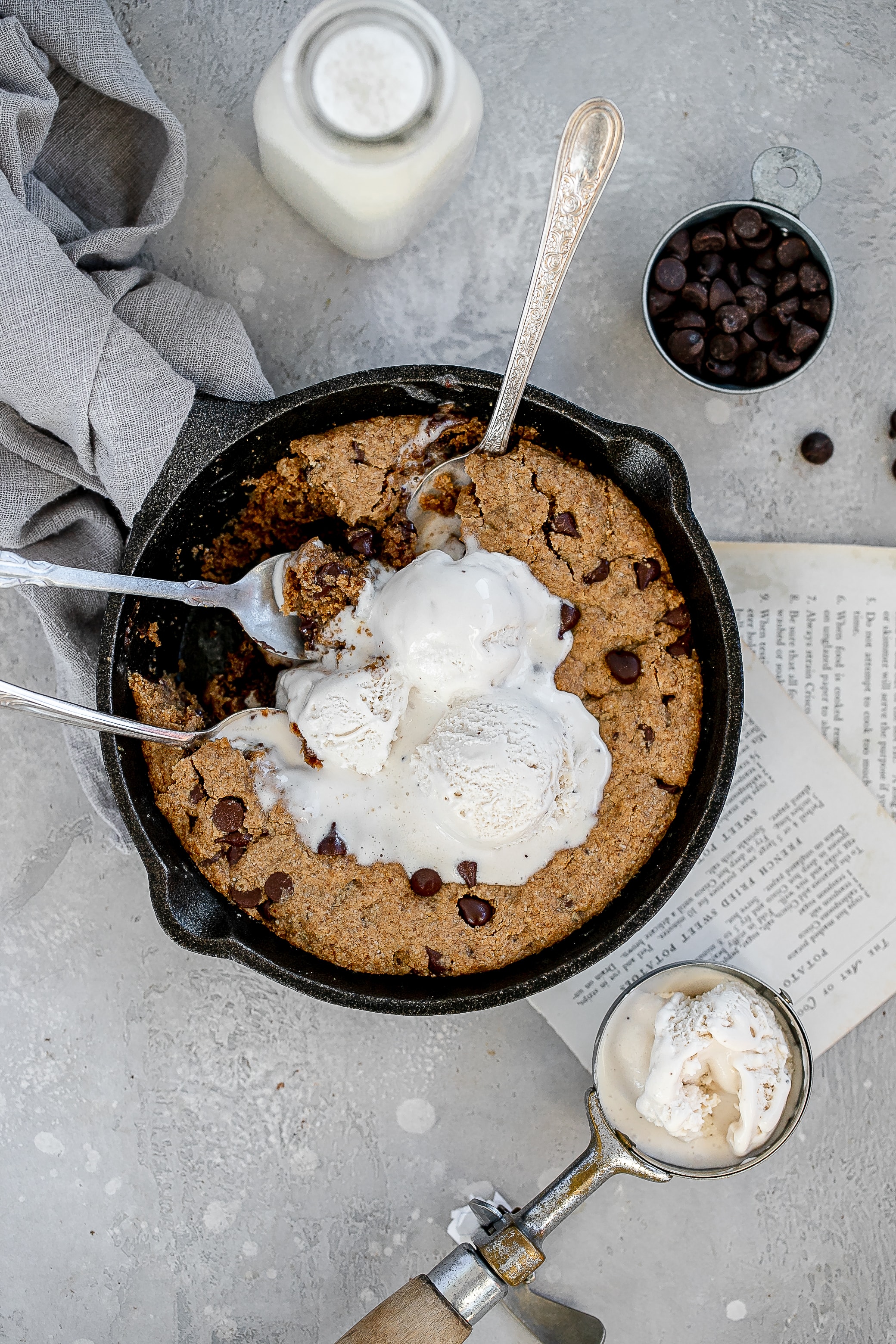 healthy peanut butter skillet cookie