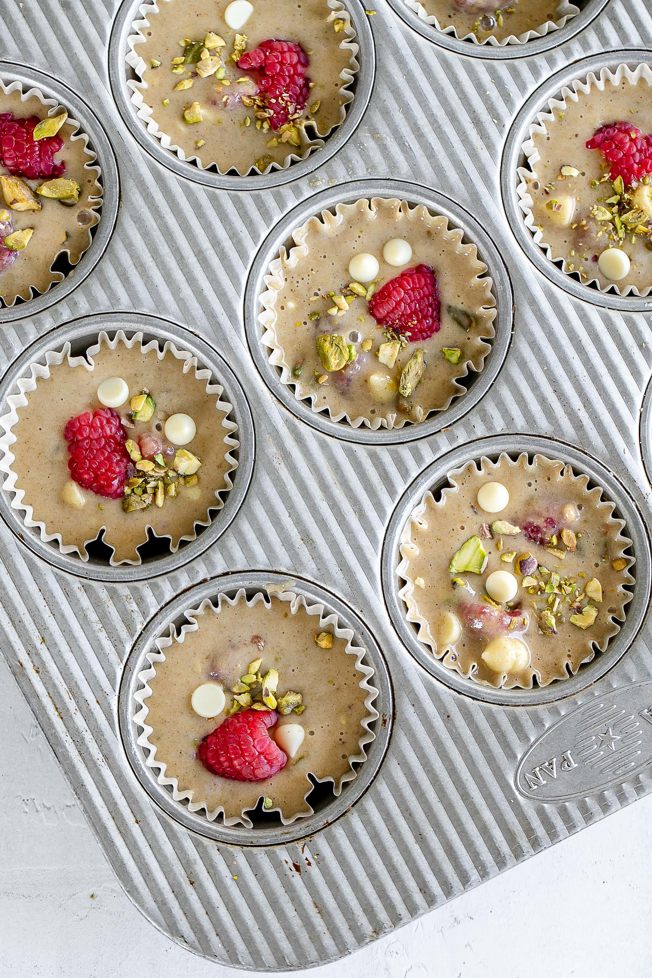 muffin batter in tin