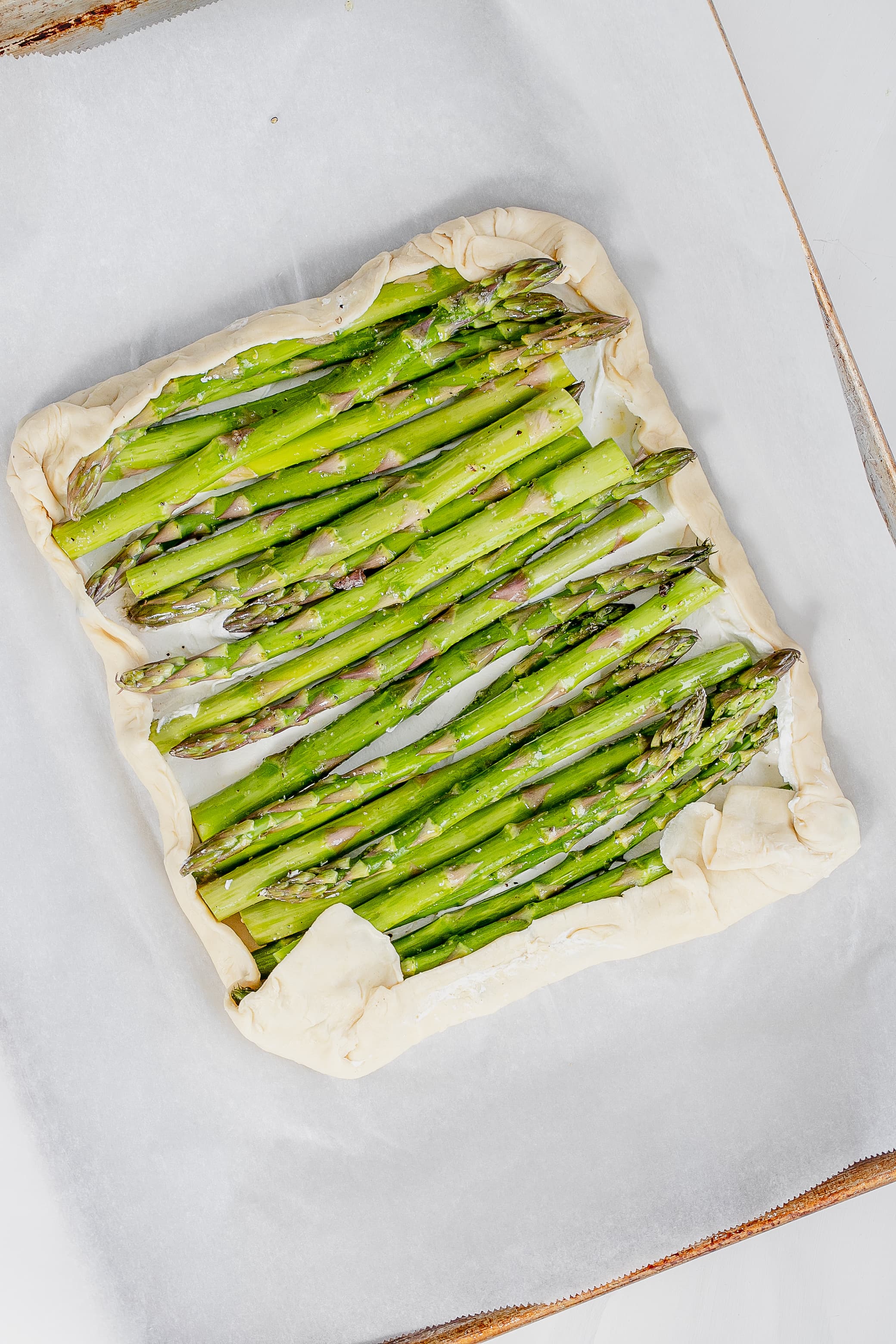 asparagus added on top of tart