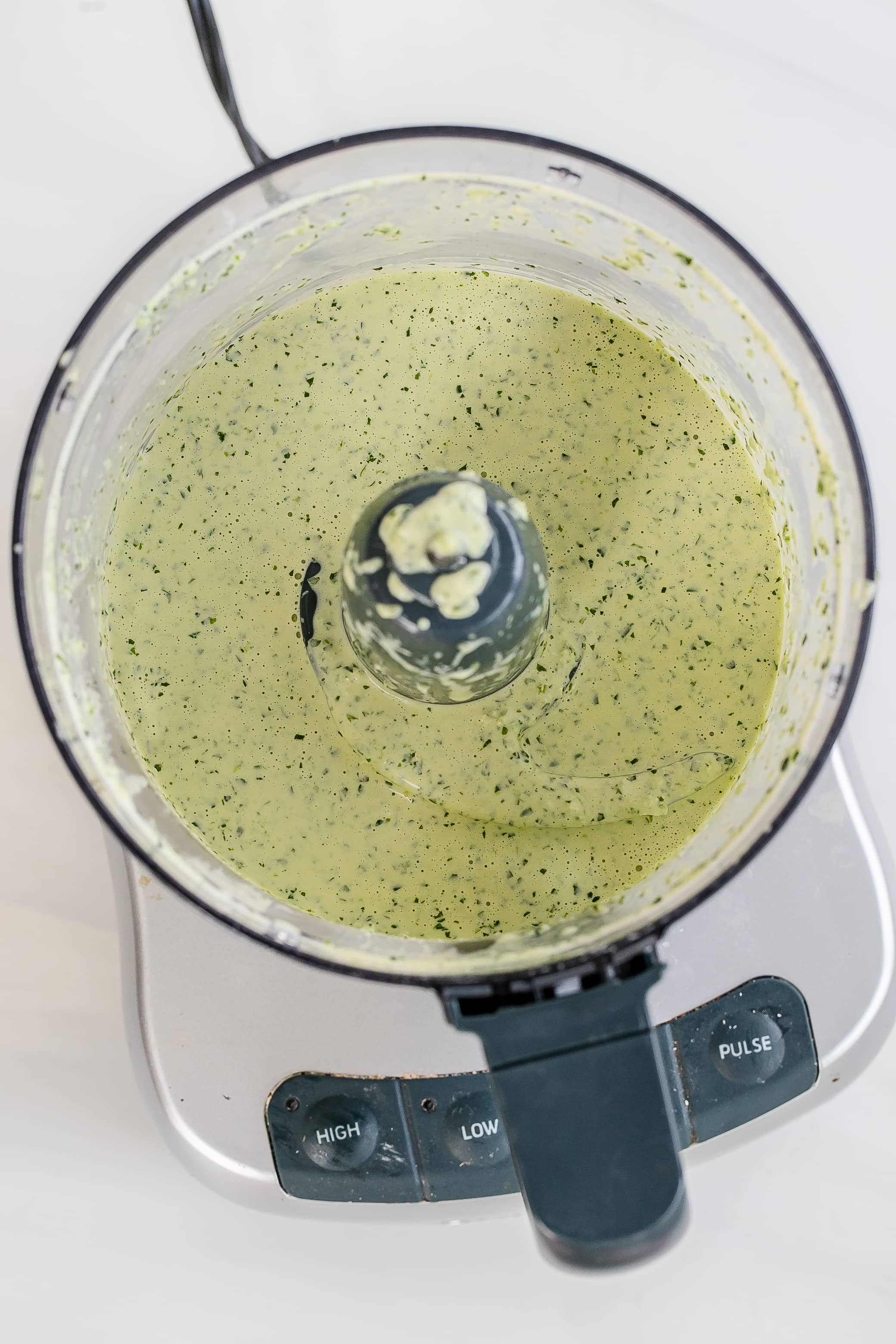 aji verde sauce in food processor. 