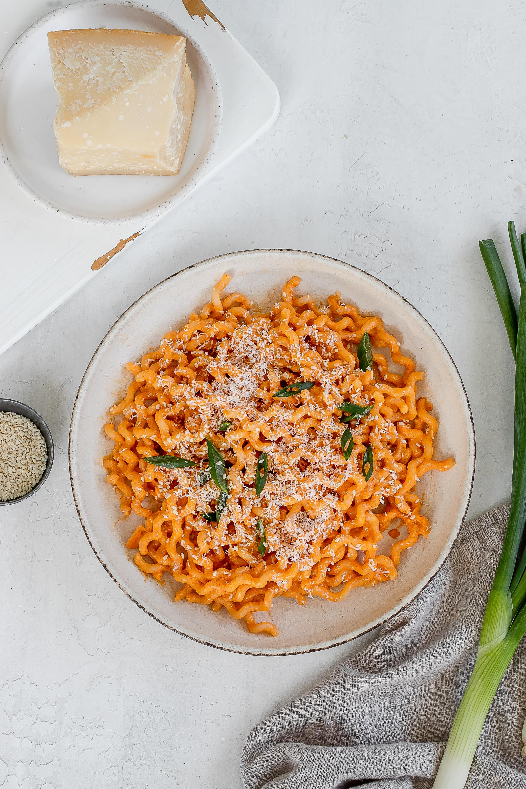 gochujang pasta on a plate.