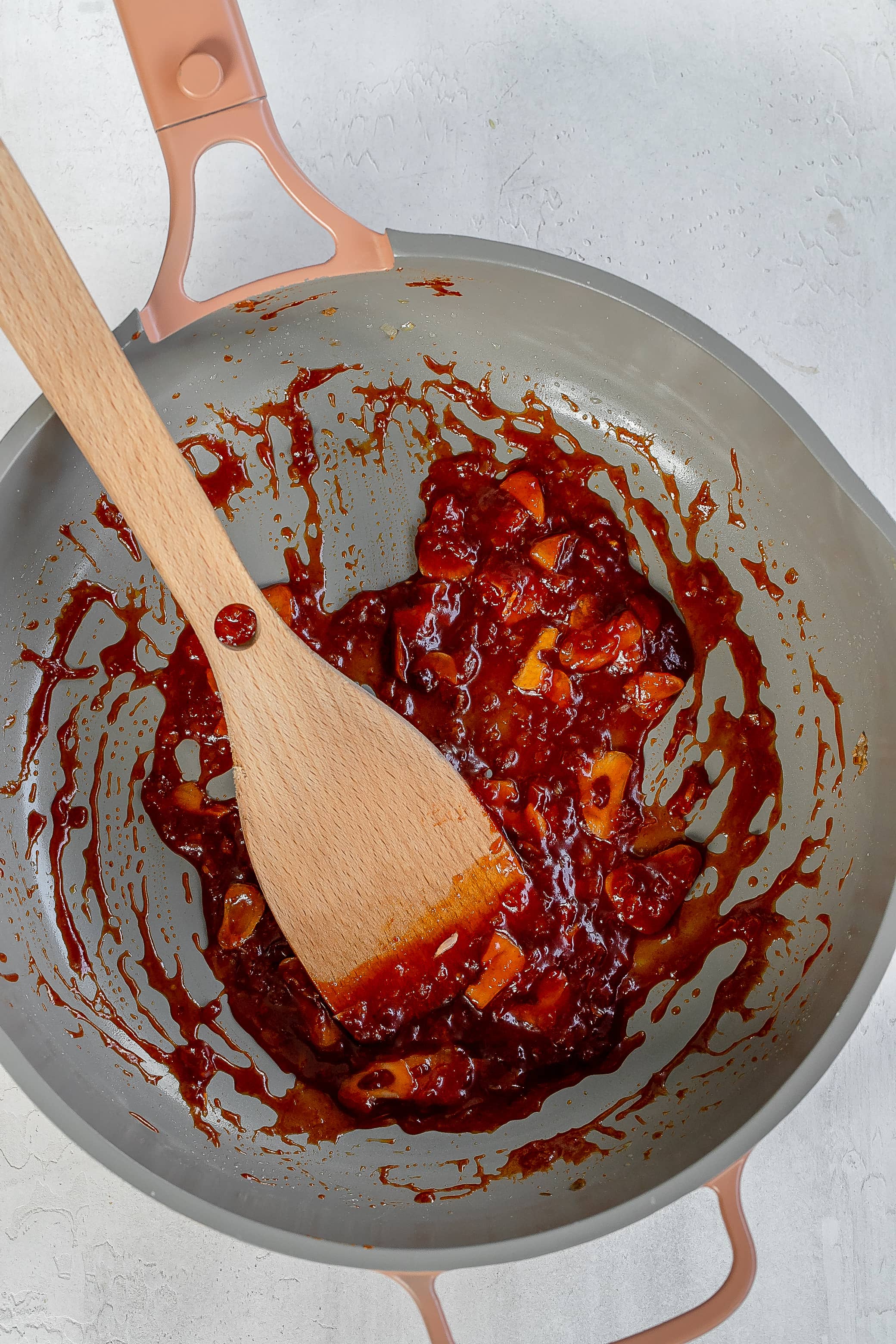 gochujang mixture in skillet. 