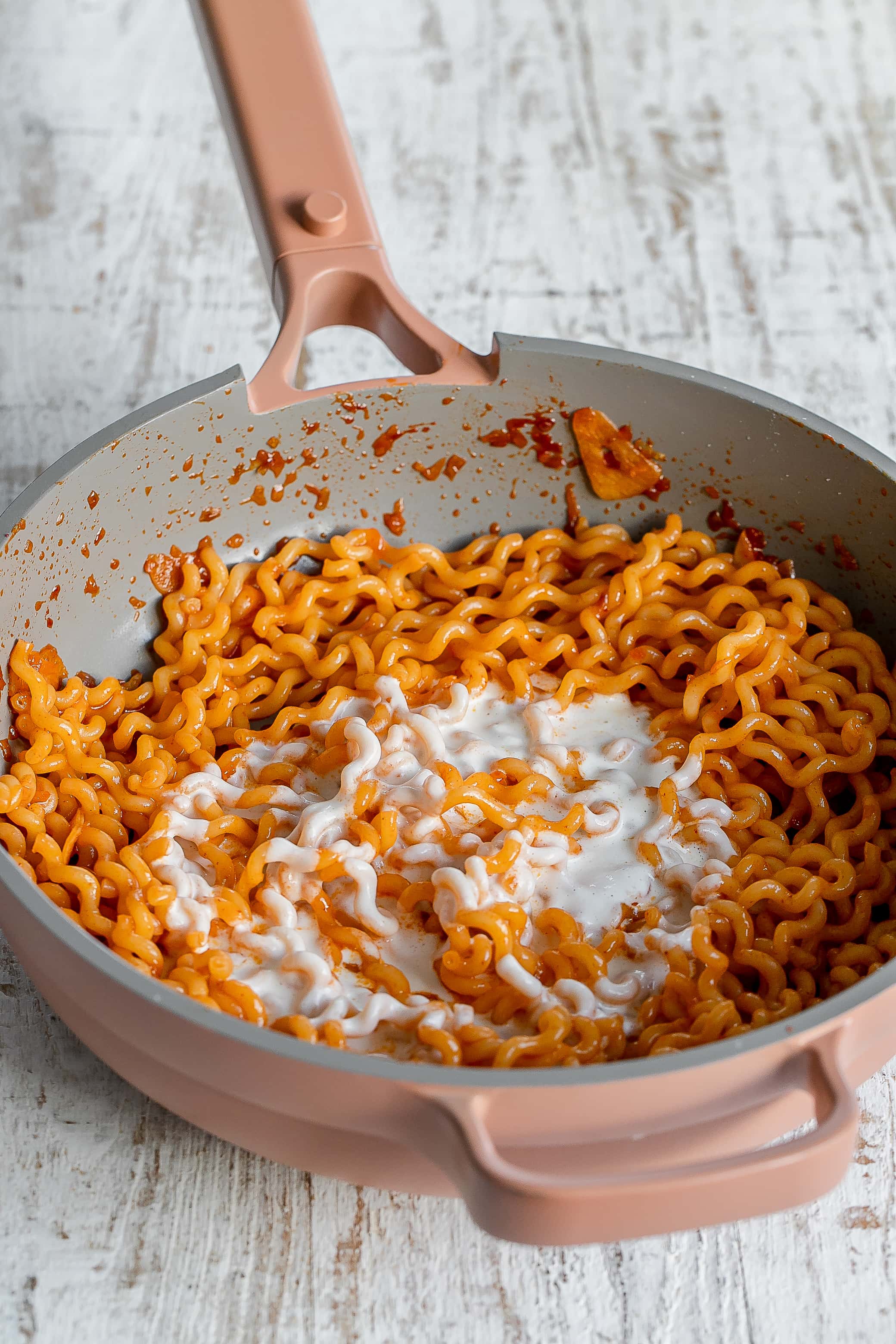 pasta added with cream.