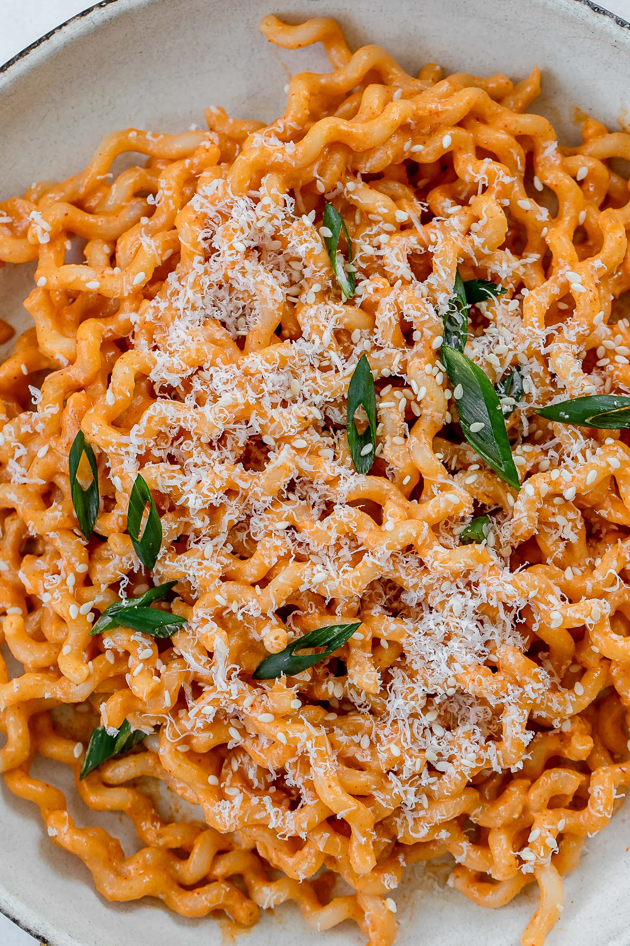 gochujang pasta on a plate.