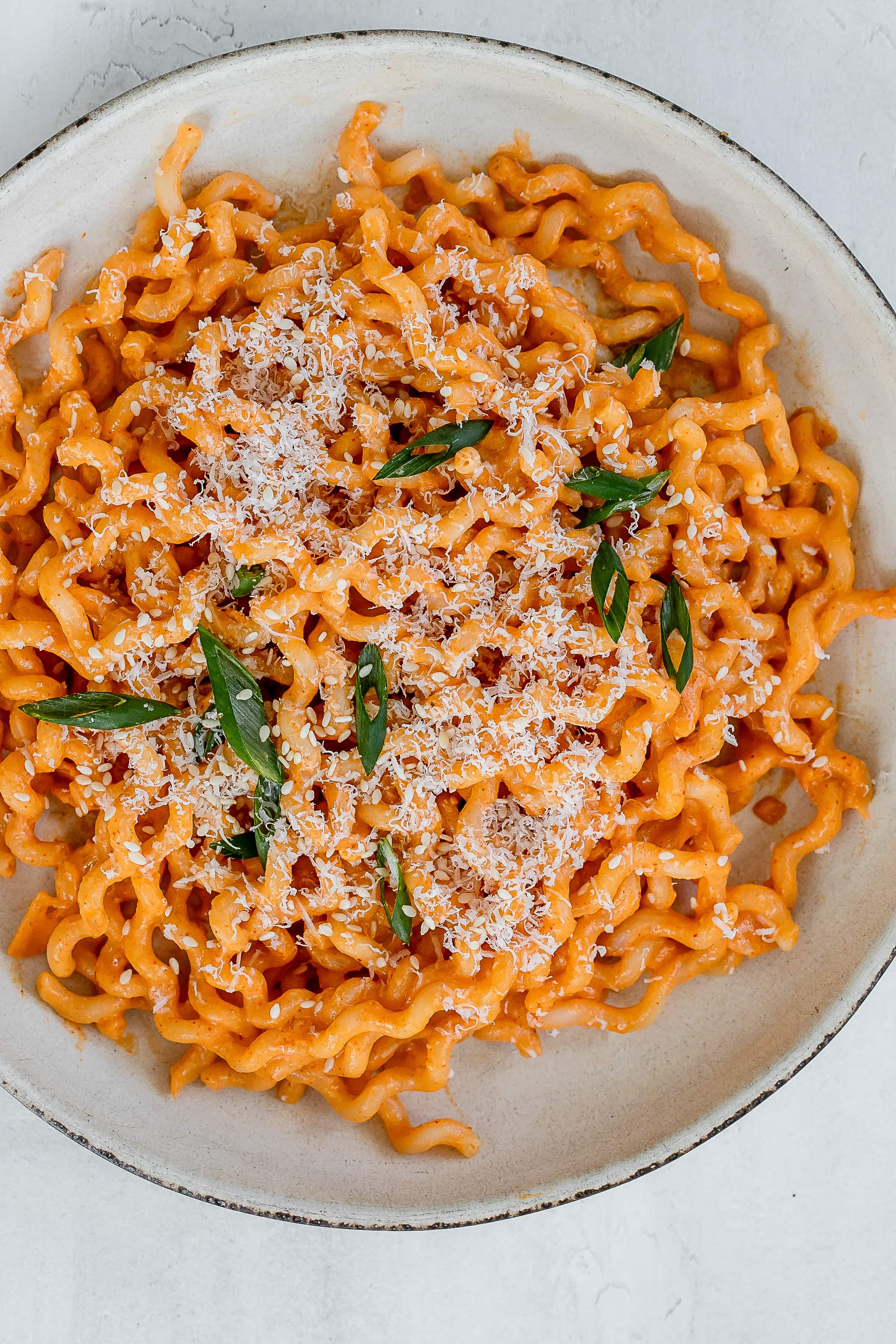 gochujang pasta on a plate.