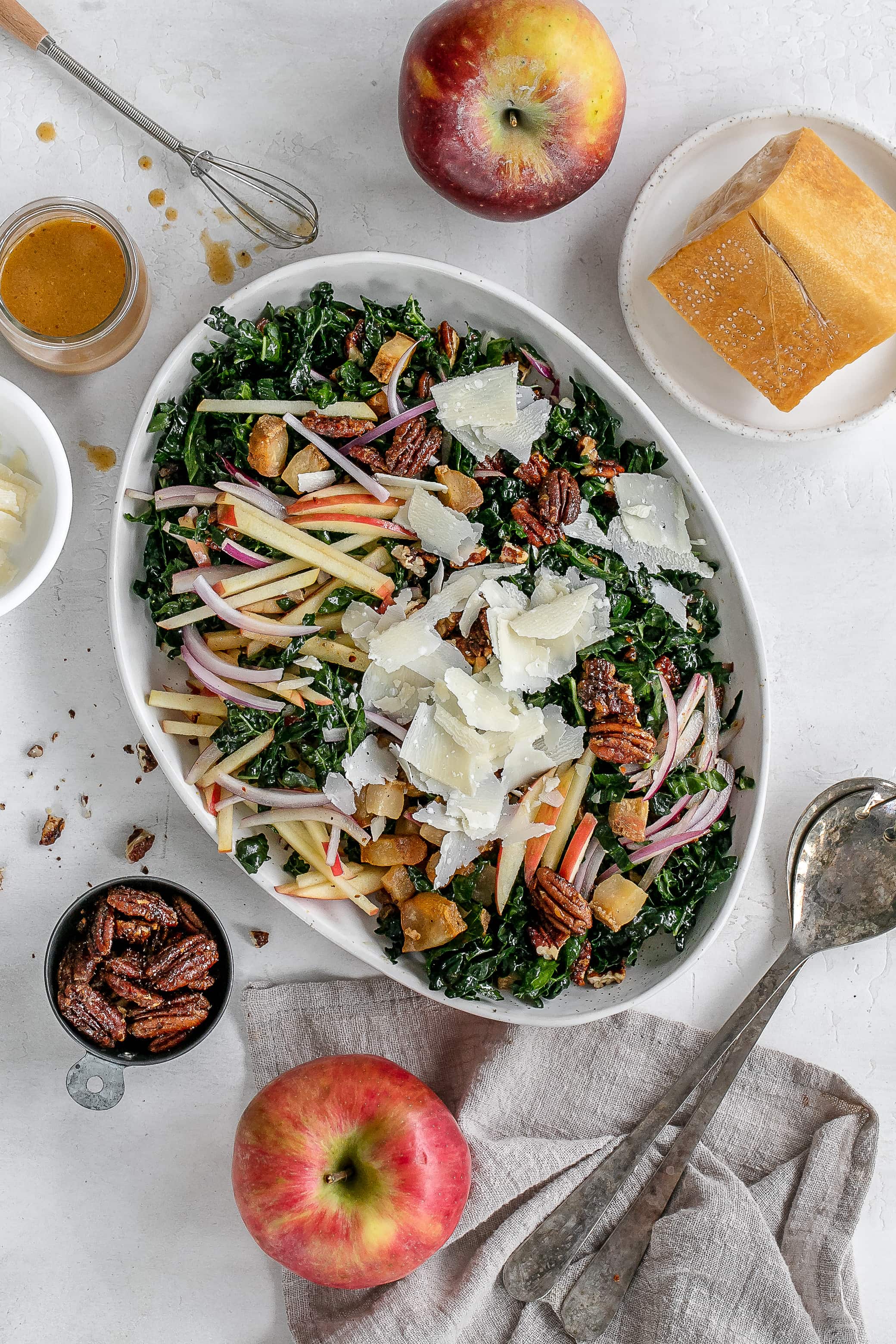 fall kale salad on a platter.