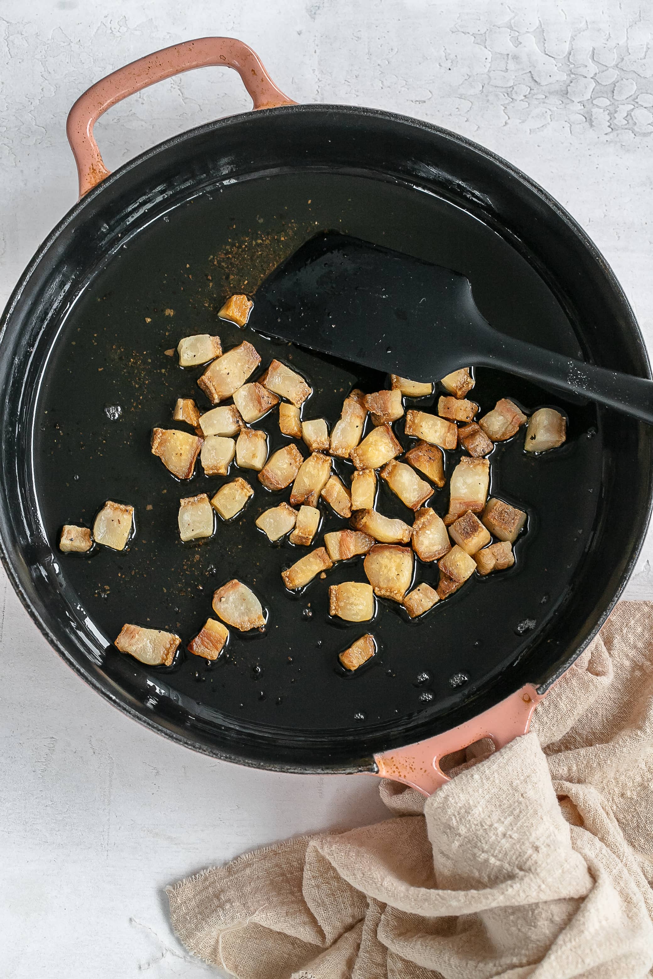 pancetta in skillet