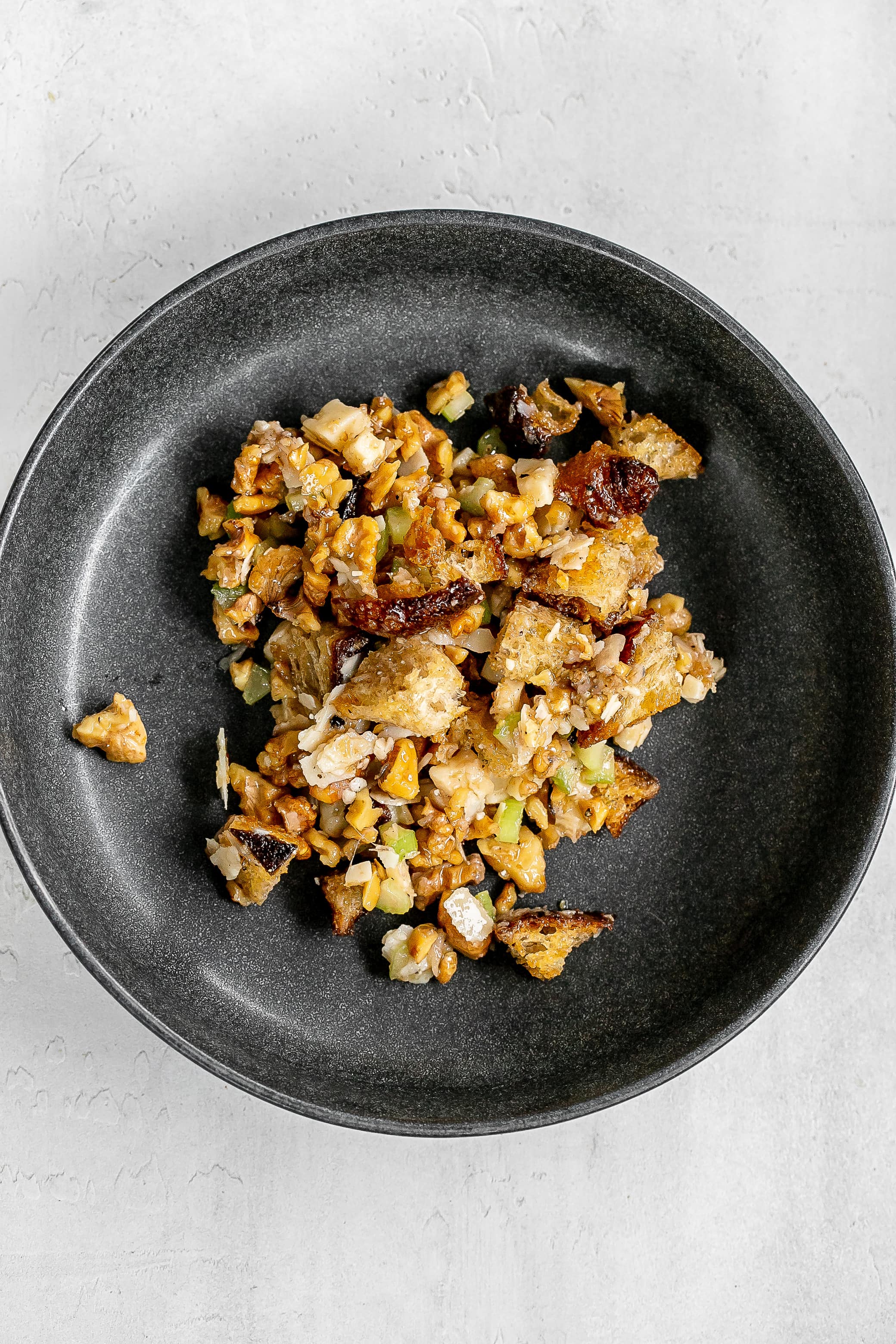 bread and walnut mixture in serving bowl. 