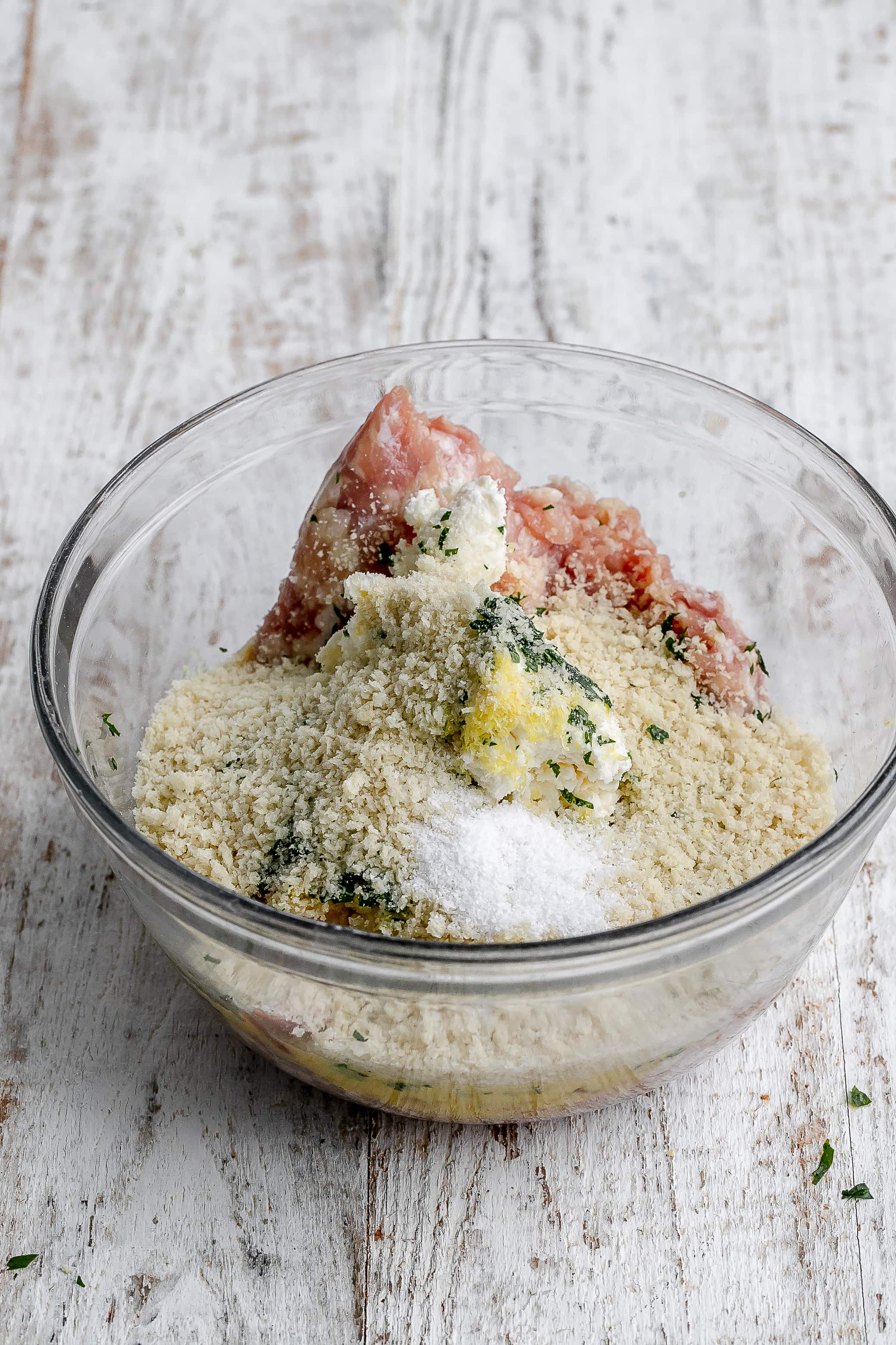 meatball mixture in a bowl.