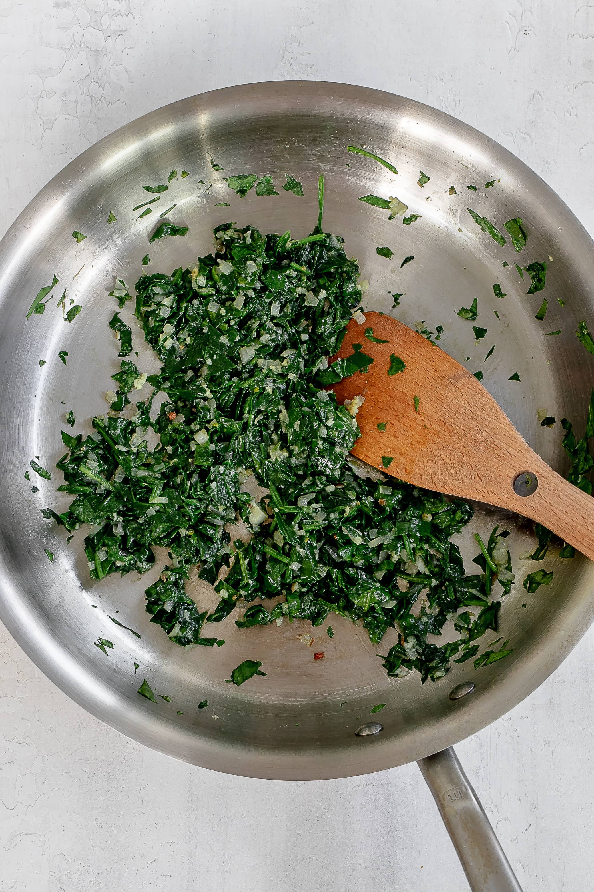 spinach mixture in skillet.