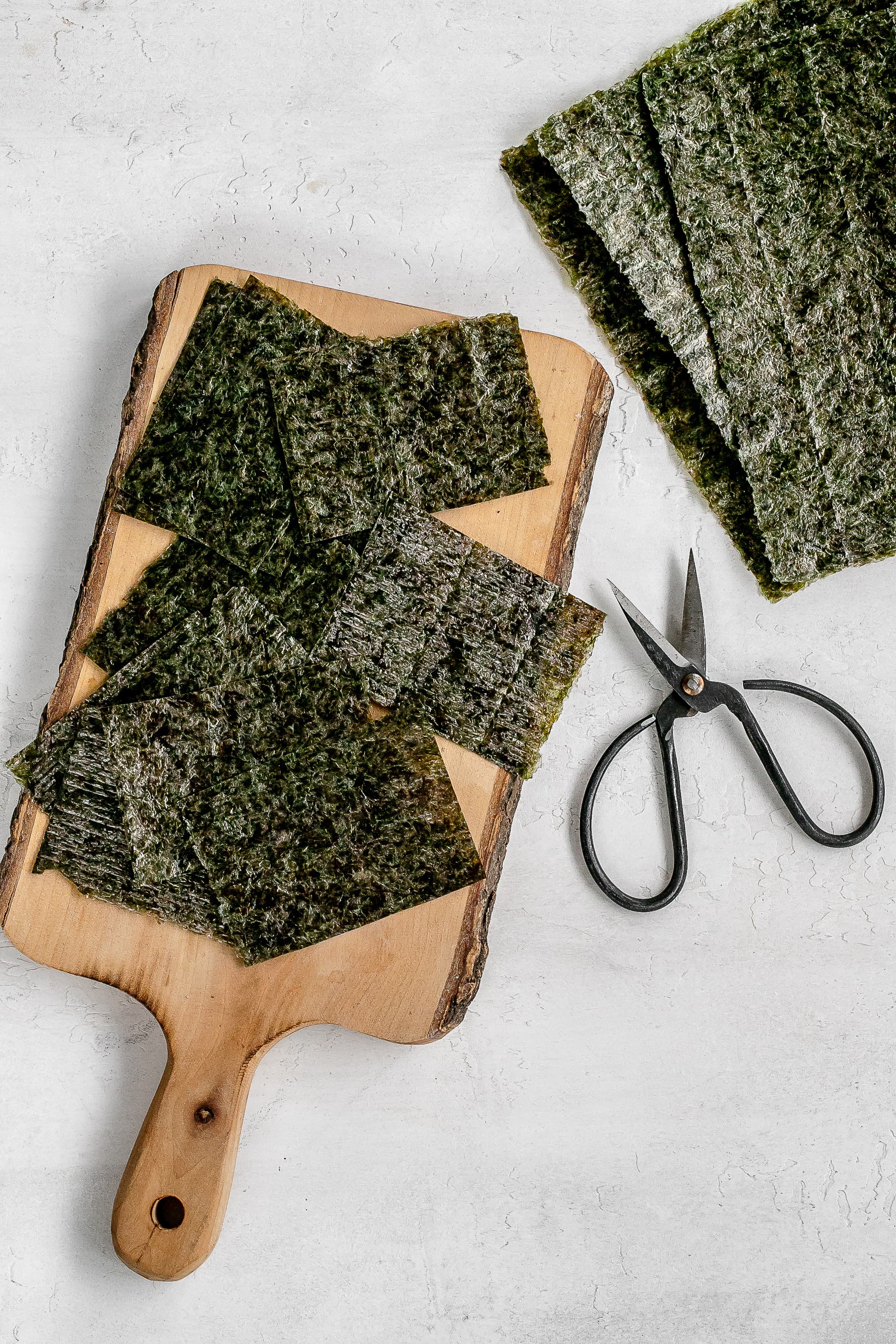 nori sheets cut into squares. 