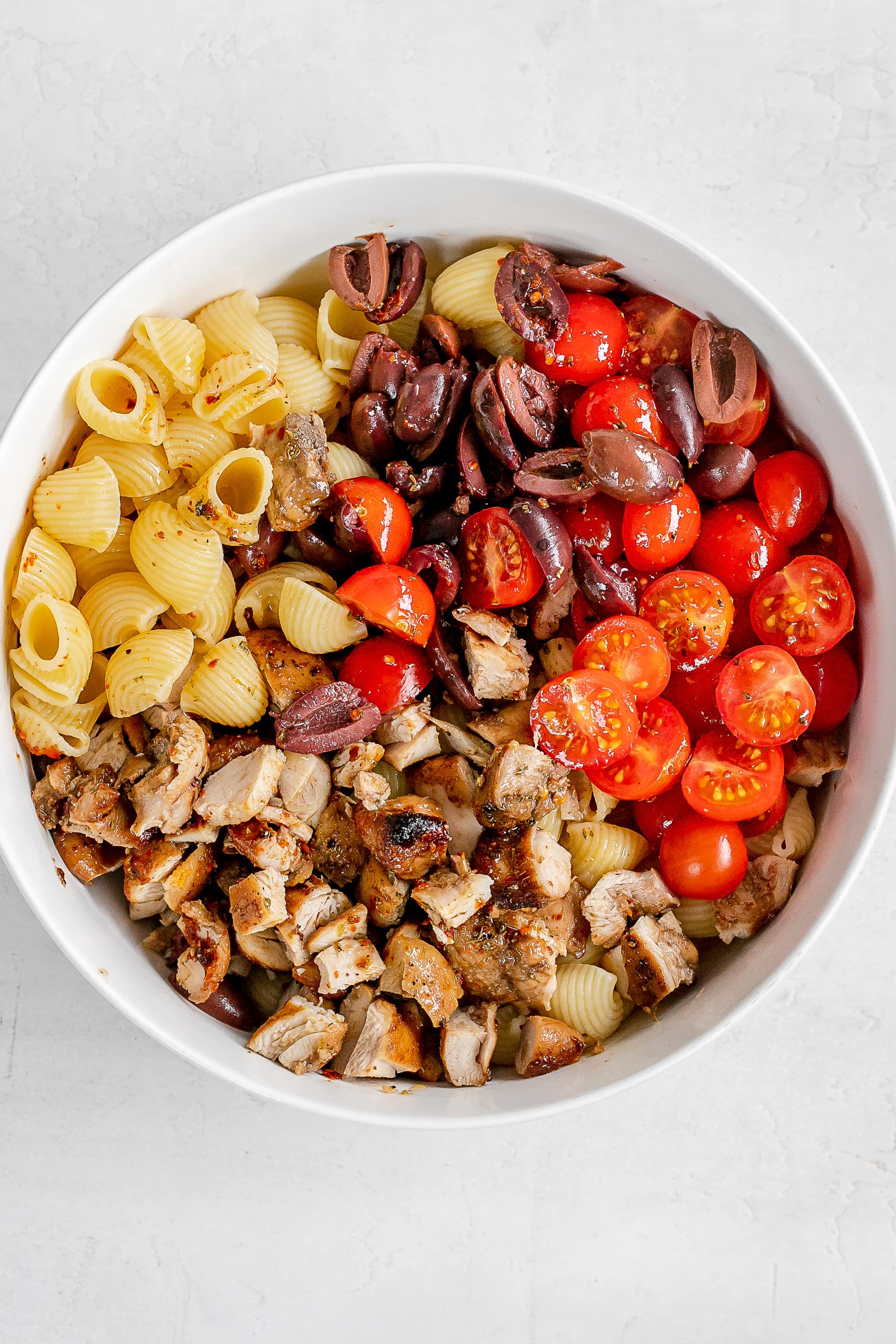 ingredients added to macaroni salad.