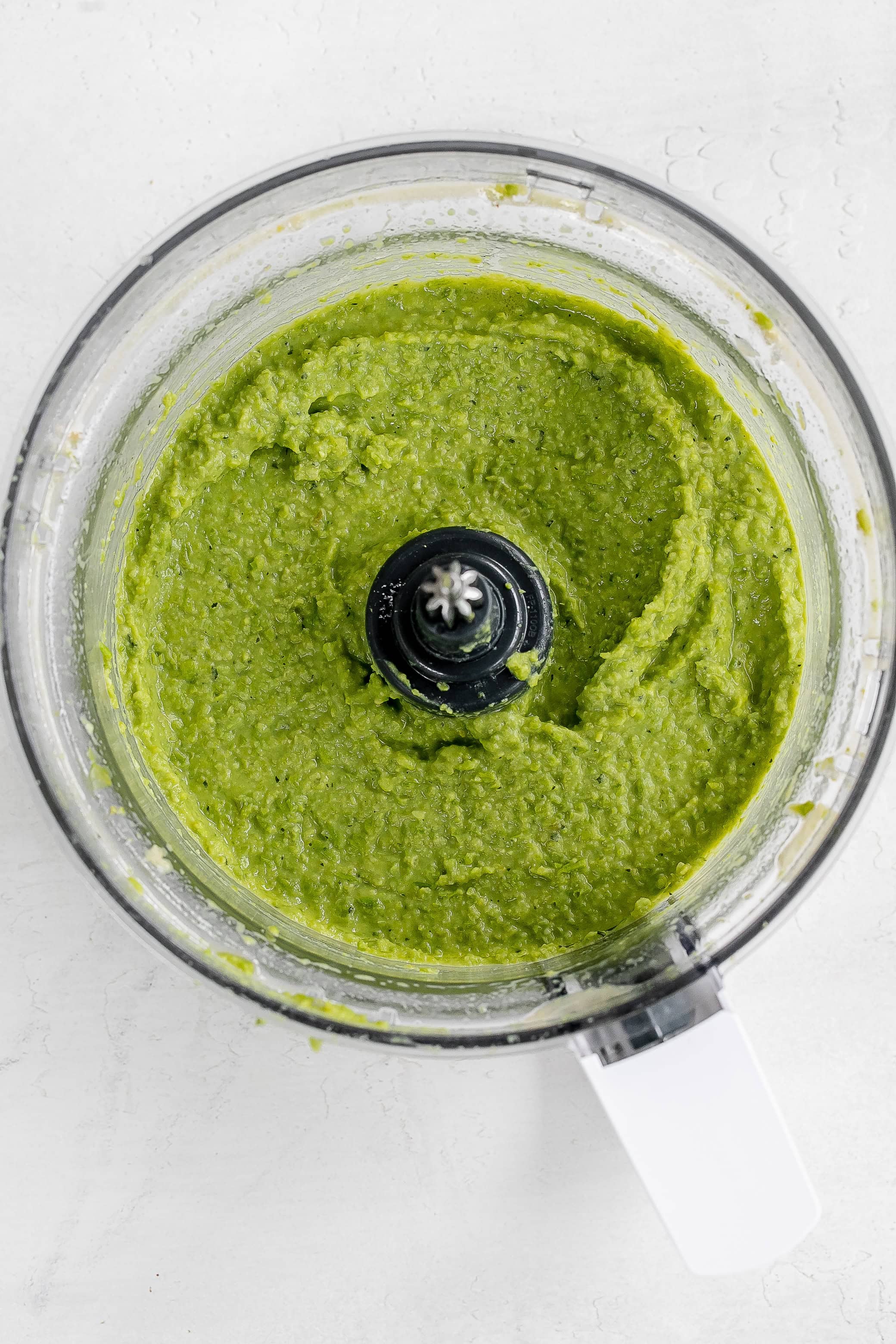 pea puree in food processor. 