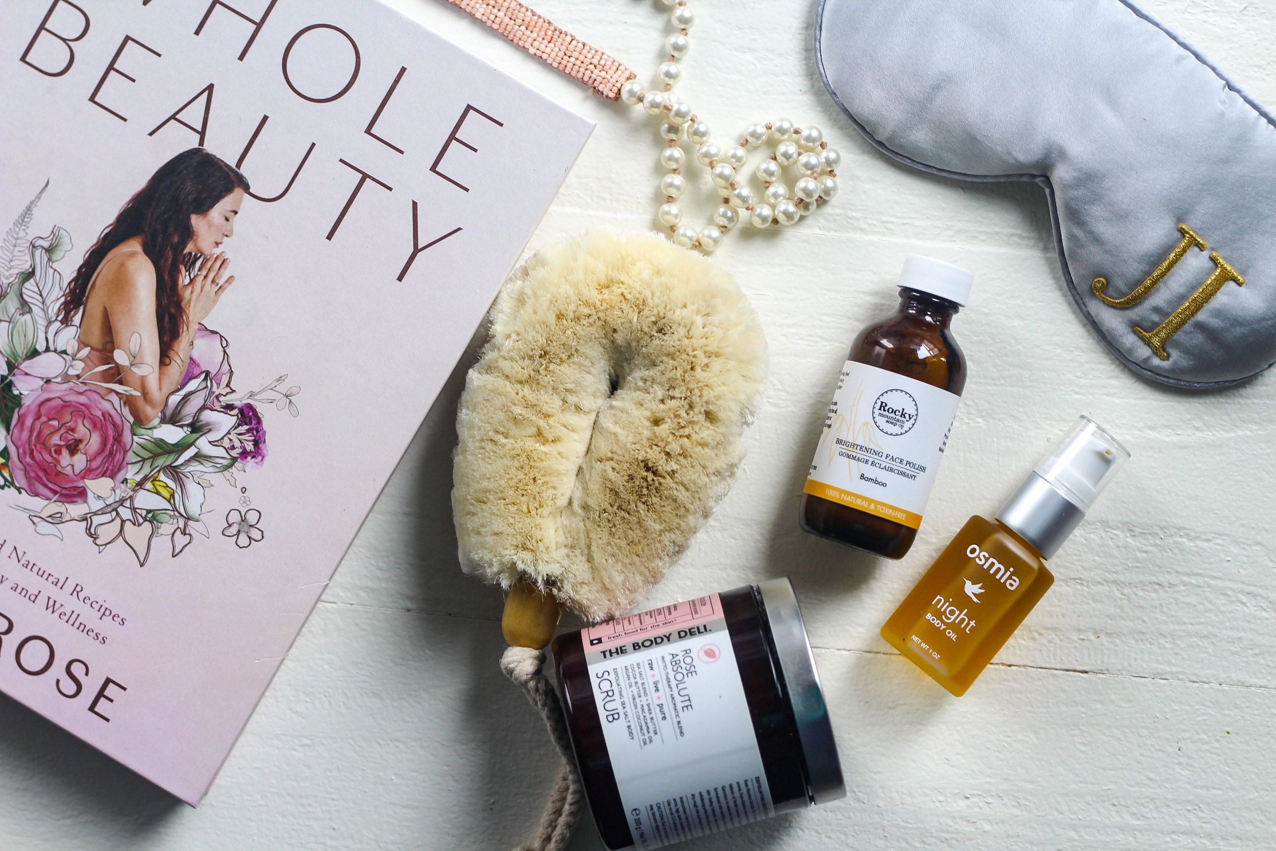natural beauty products laid out.
