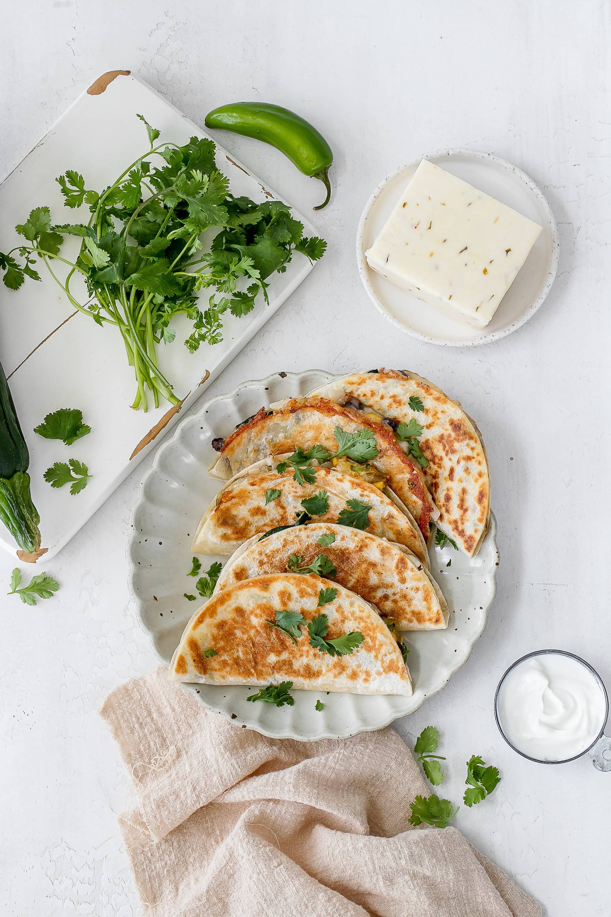 zucchini quesadillas on a plate.
