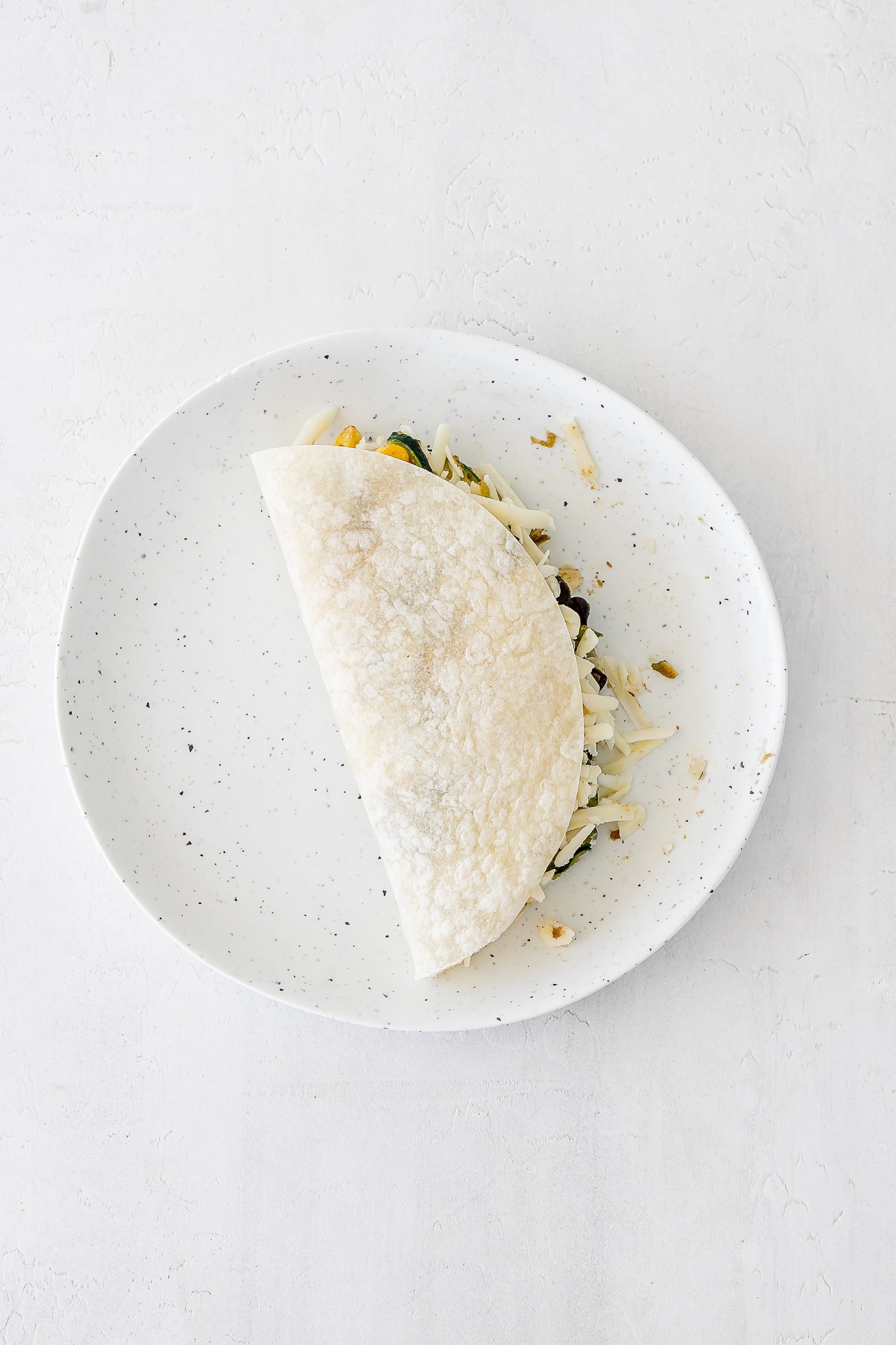 tortilla folded over.