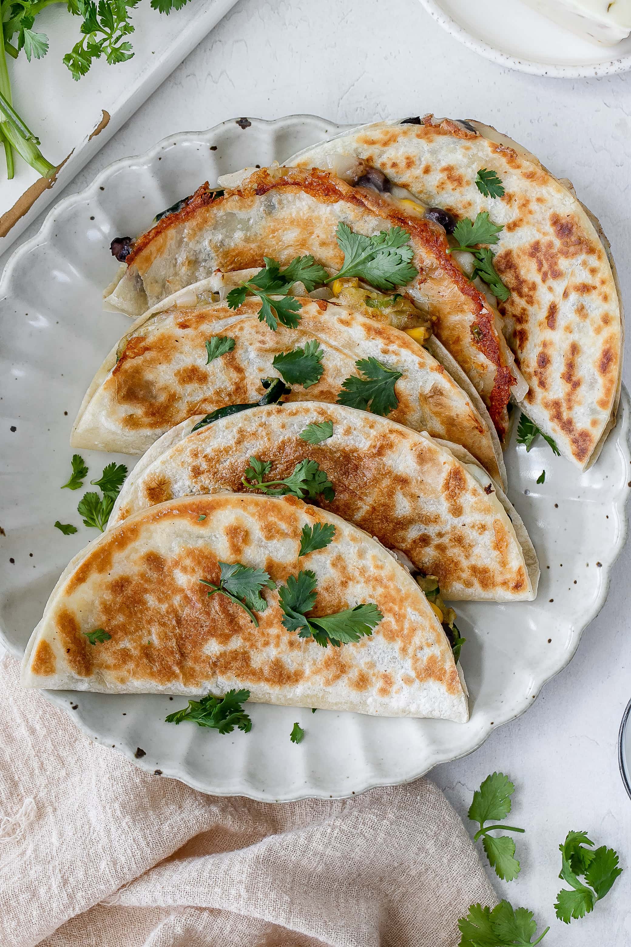 zucchini quesadillas on a plate.