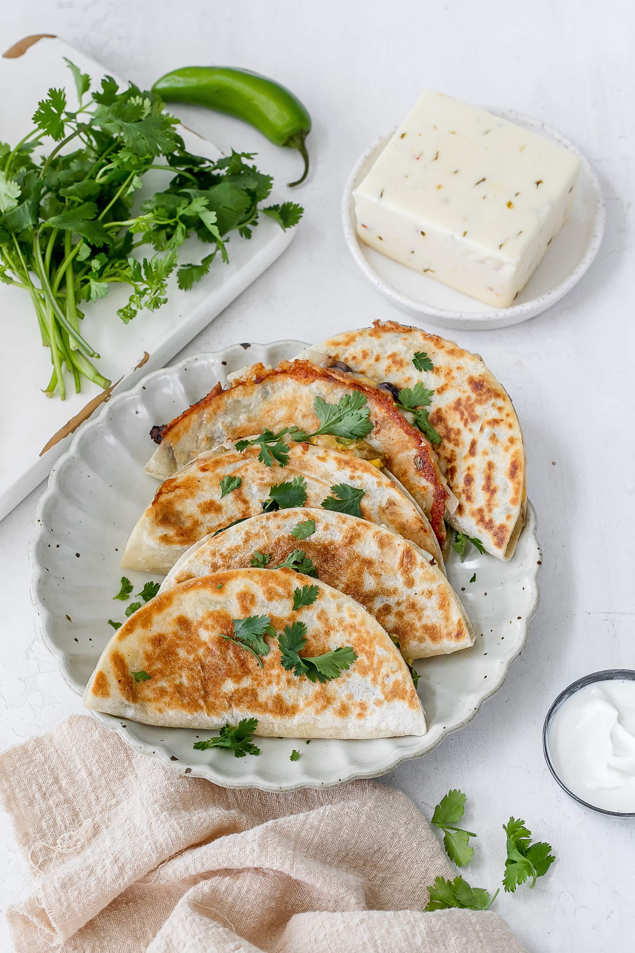 zucchini quesadillas on a plate.