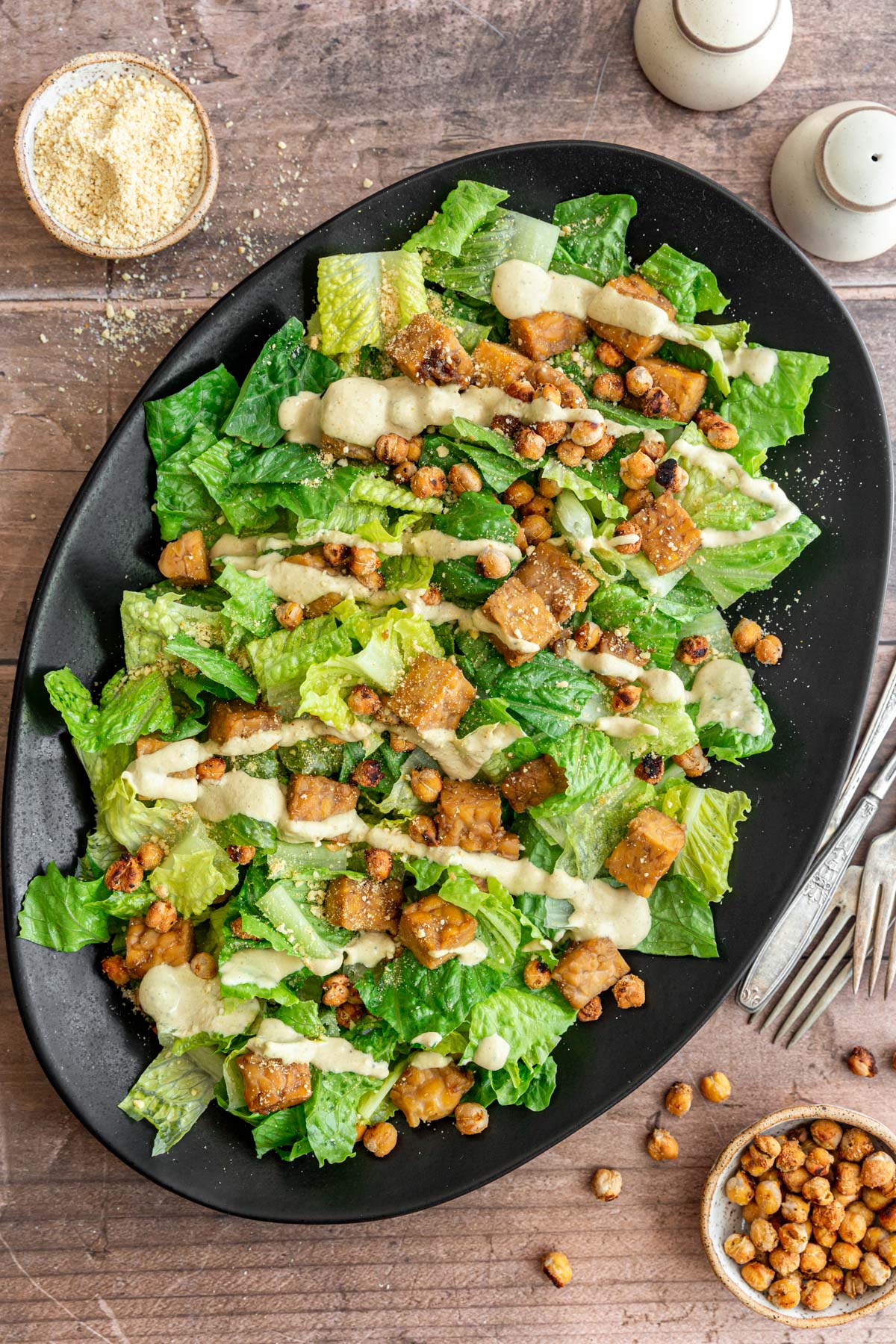 Tempeh Caesar Salad (Vegan & OilFree)