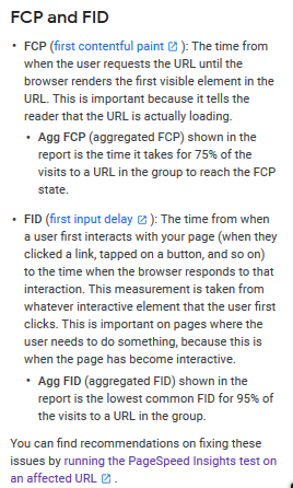Google Search Console Speed Update - relatório de velocidade