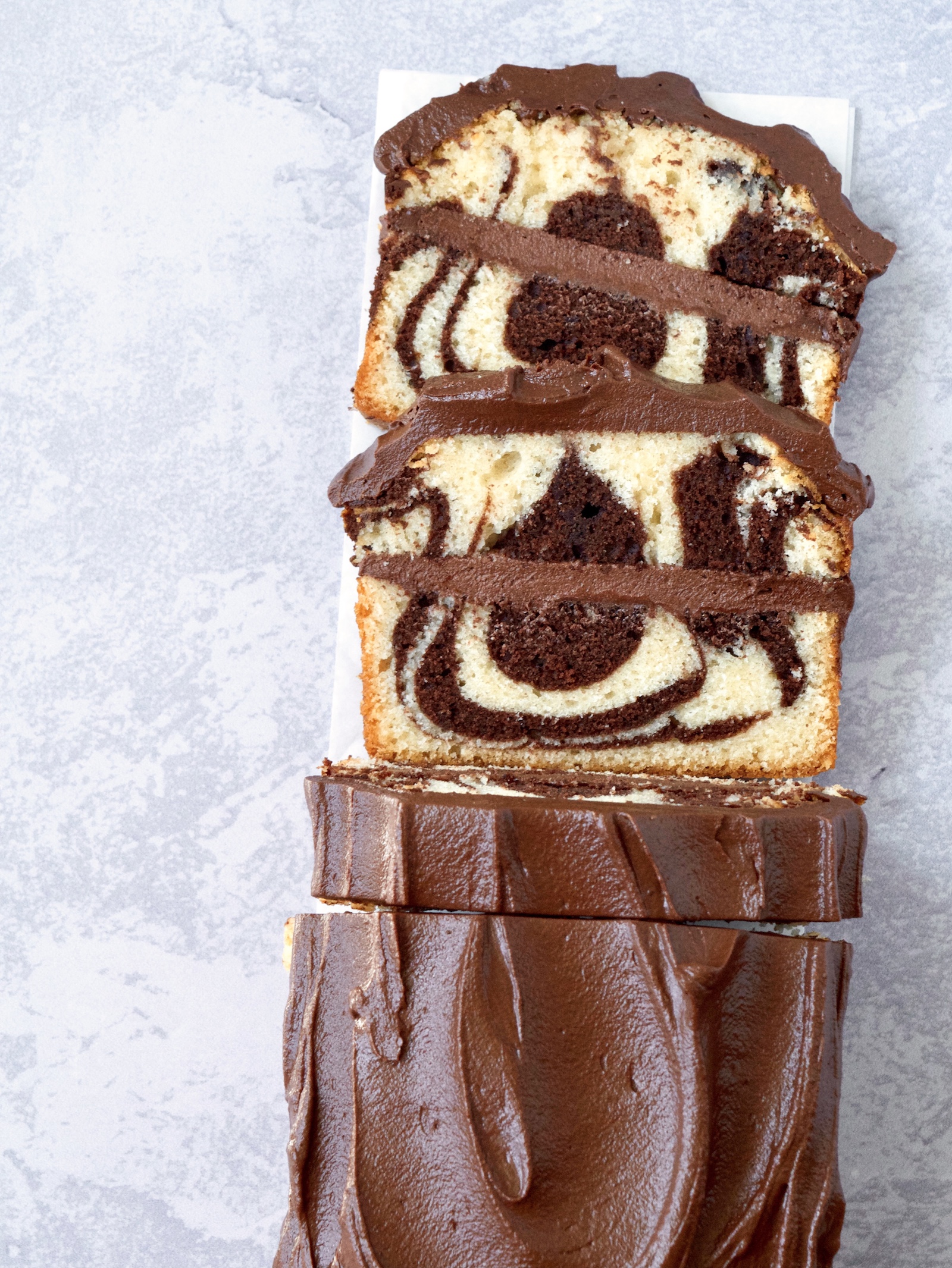 Fudge Frosted Marble Cake