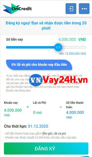 Hướng dẫn vay tiền Oncredit