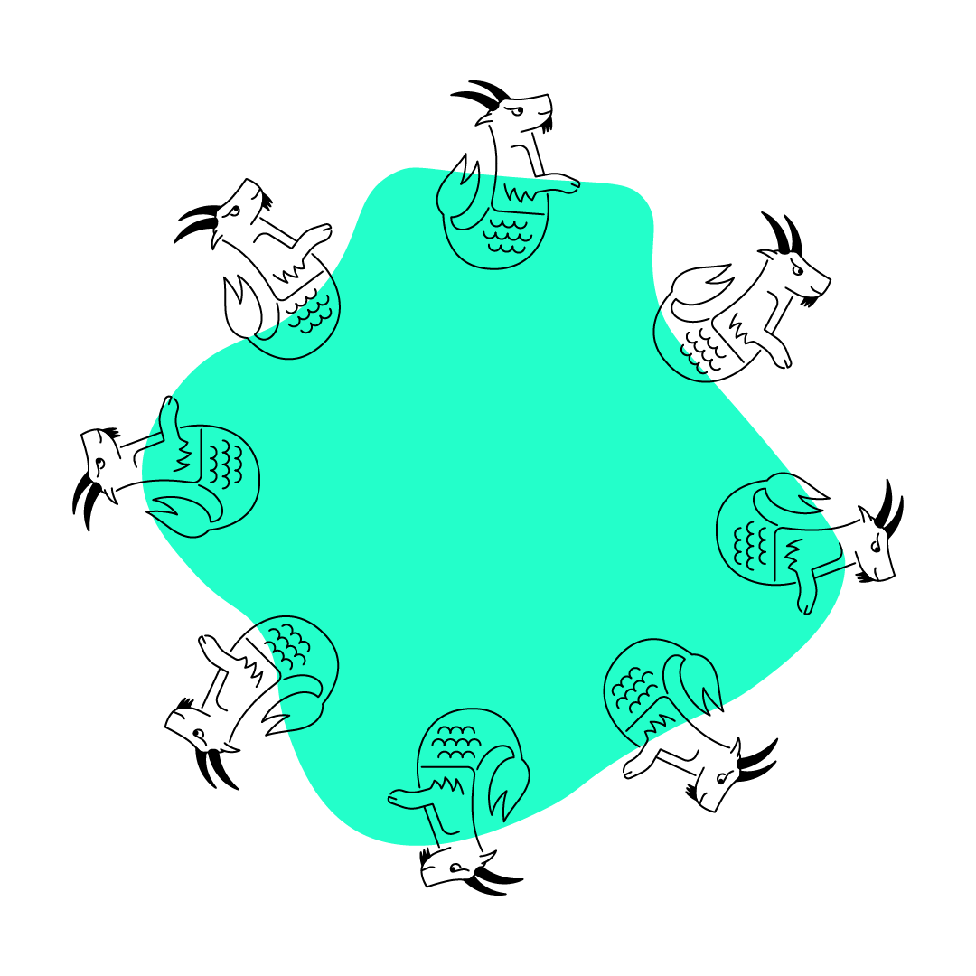 Ziegenfisch dreht am Rad