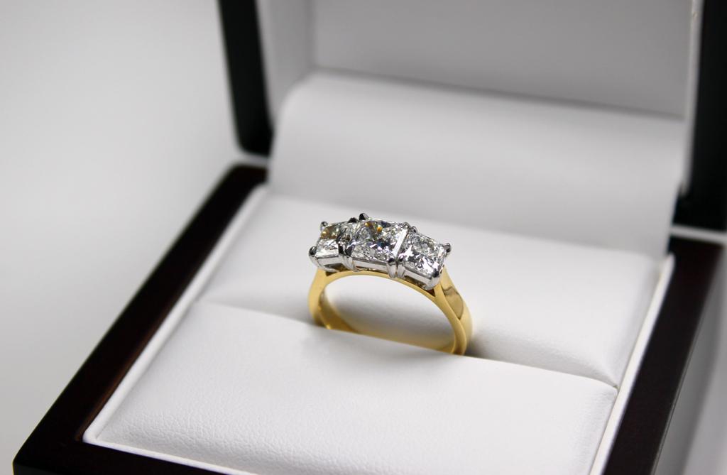 Radiant Cut Diamond Trilogy Ring