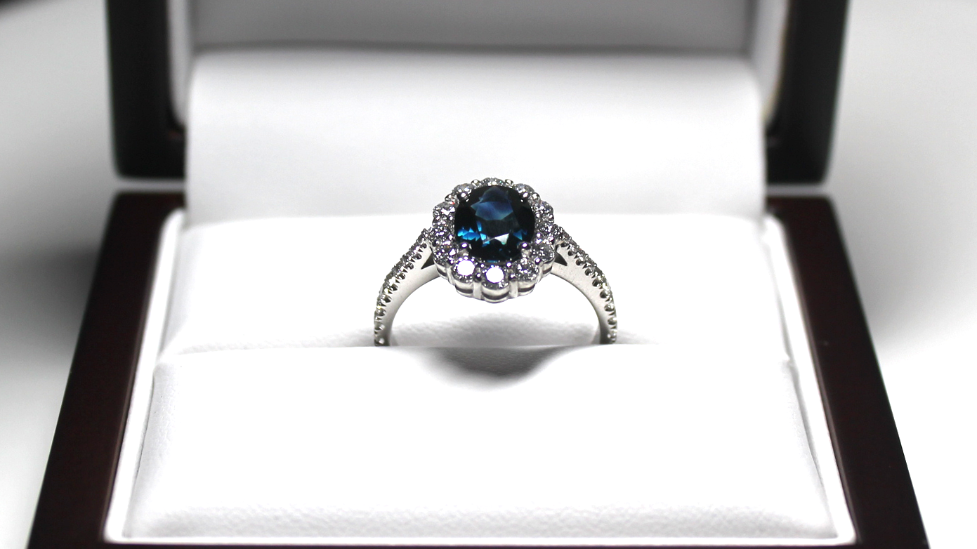 Sapphire & Diamond Halo Ring