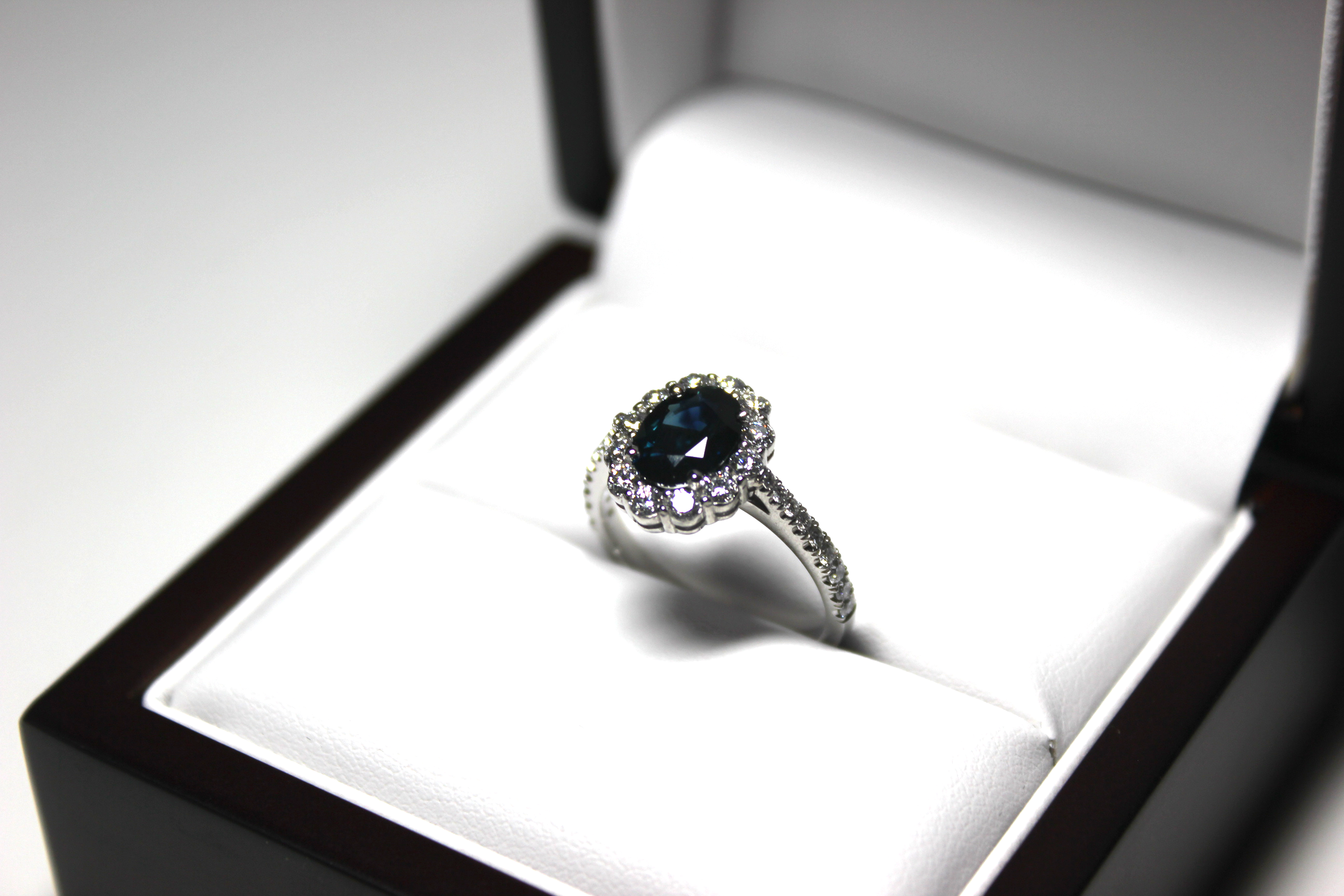 Sapphire & Diamond Halo Ring