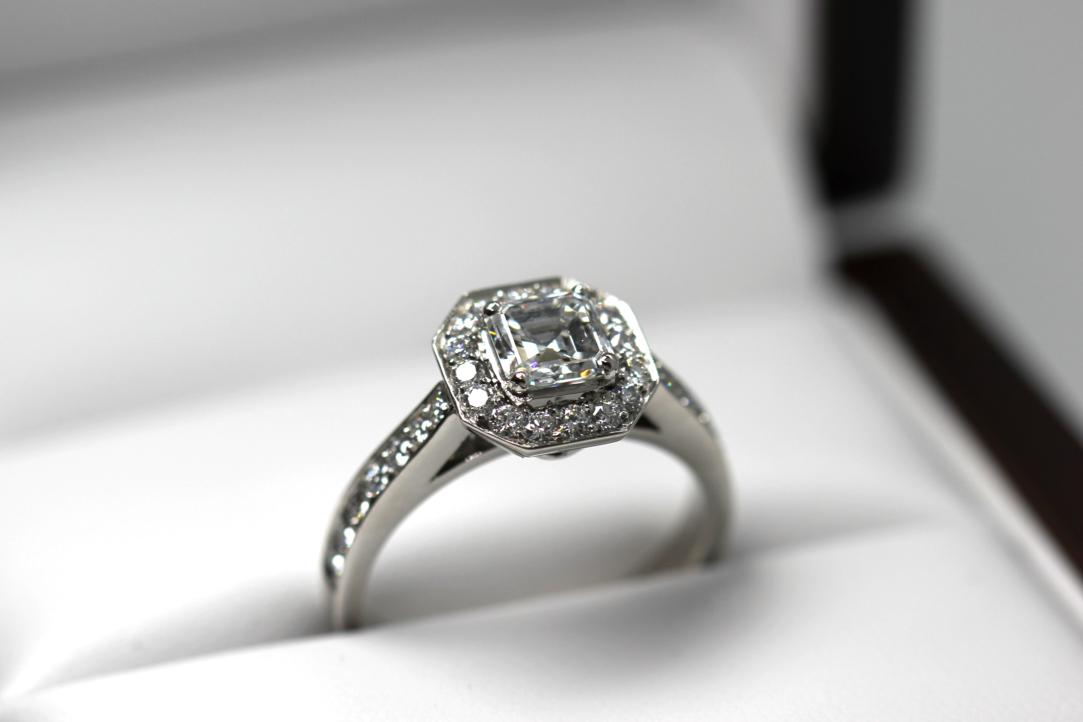 Asscher Cut Halo Diamond Ring