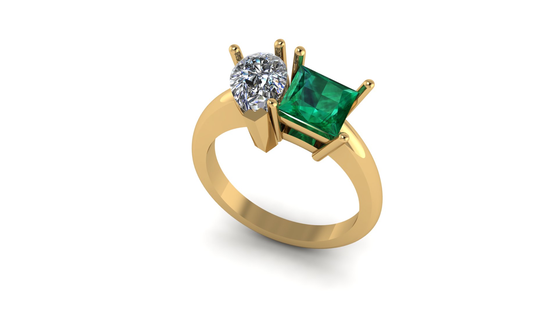 Toi et Moi Emerald & Diamond Ring