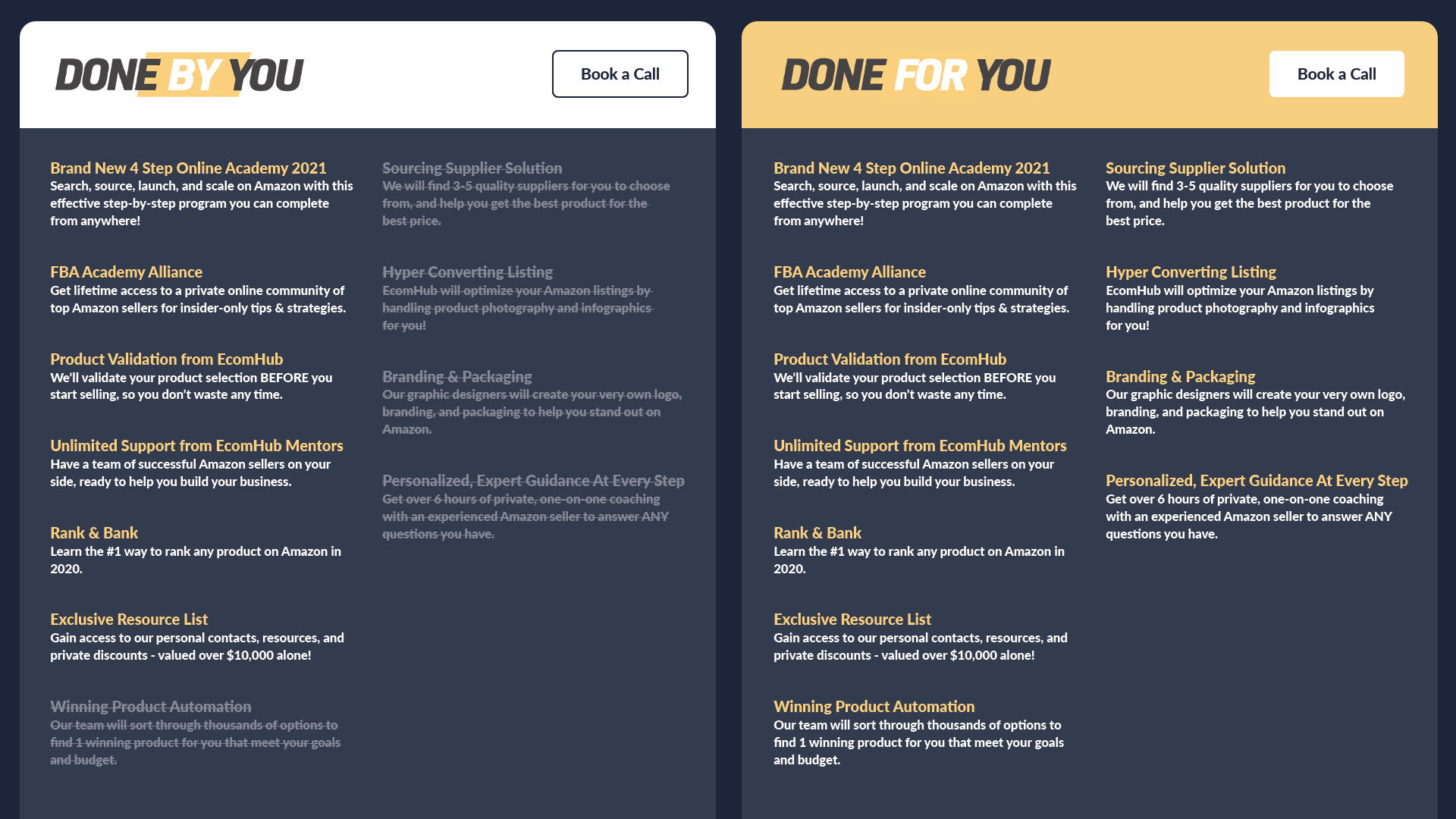 Continued comparison of DFY and DBY programs.