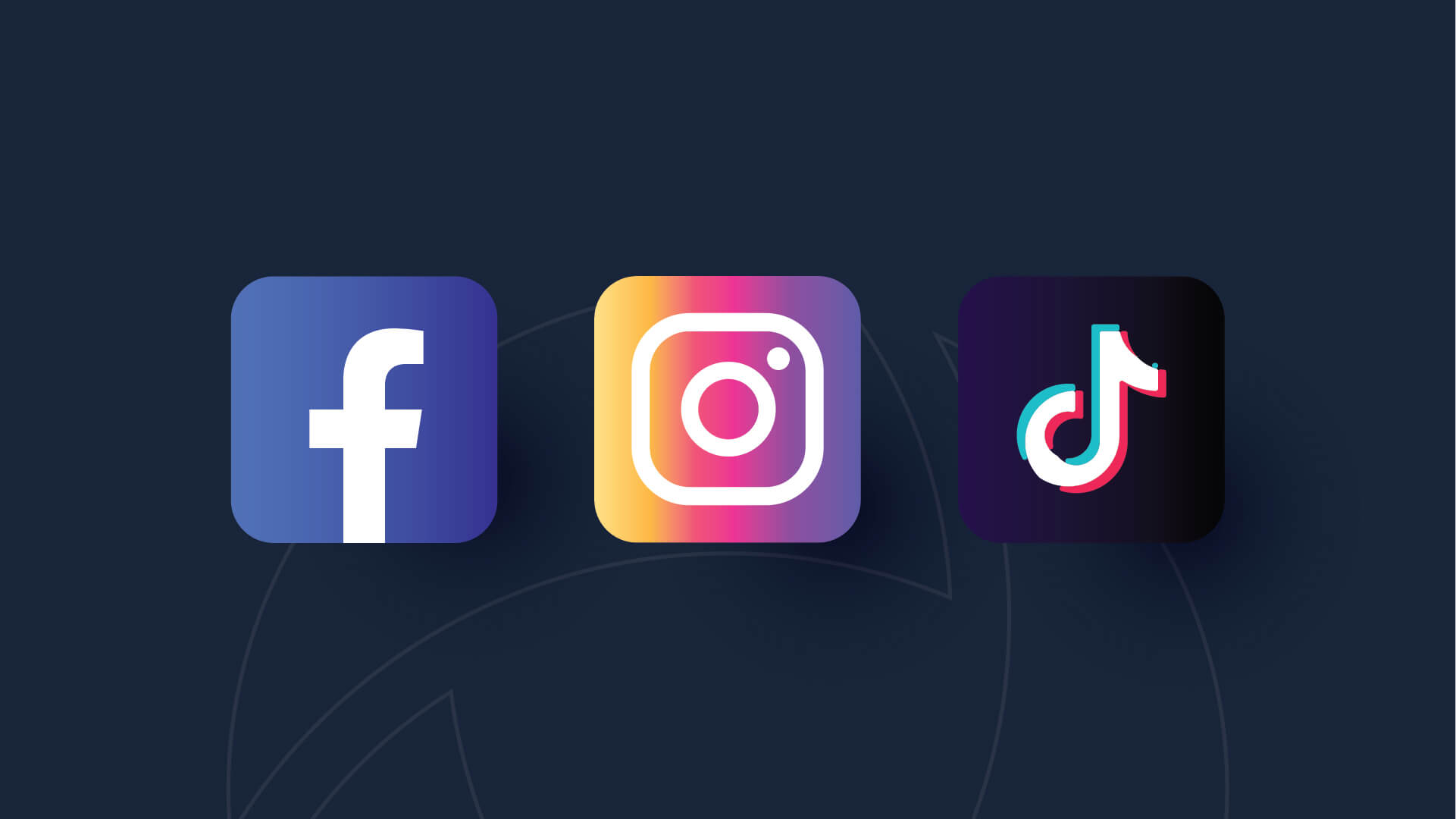 Image with the icons for the popular social media sites, Facebook, Instagram, and TikTok.
