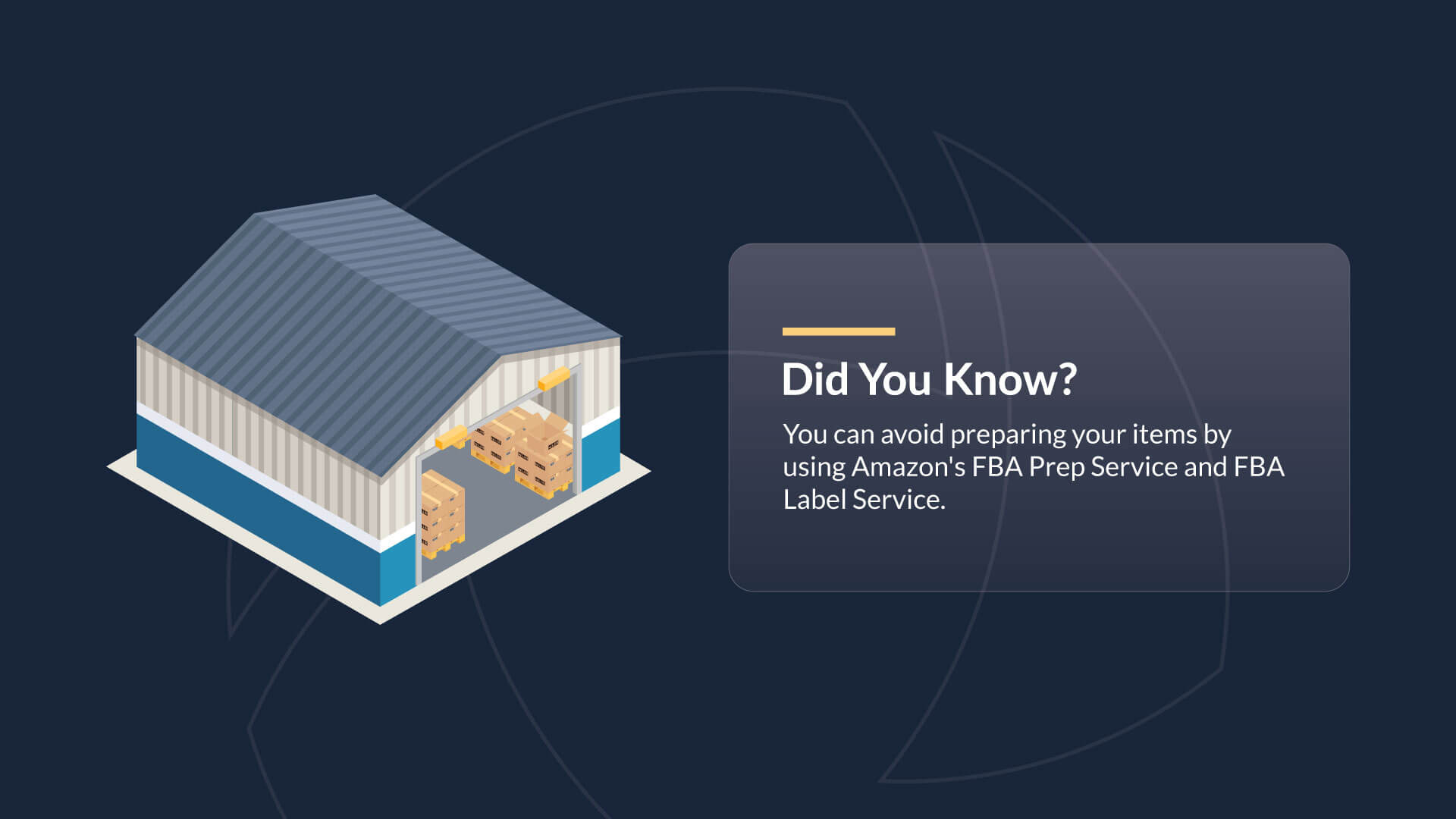Did you know? You can avoid preparing your items by using Amazon's FBA Prep Service and FBA Label Service.