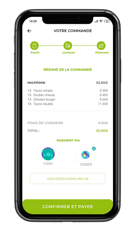 Screenshot Application - Mode de paiement