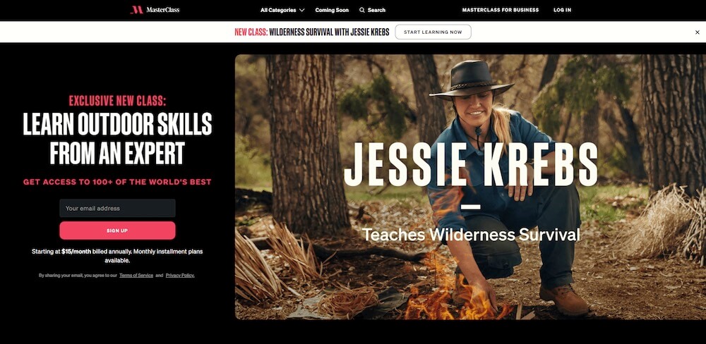 masterclass landing page