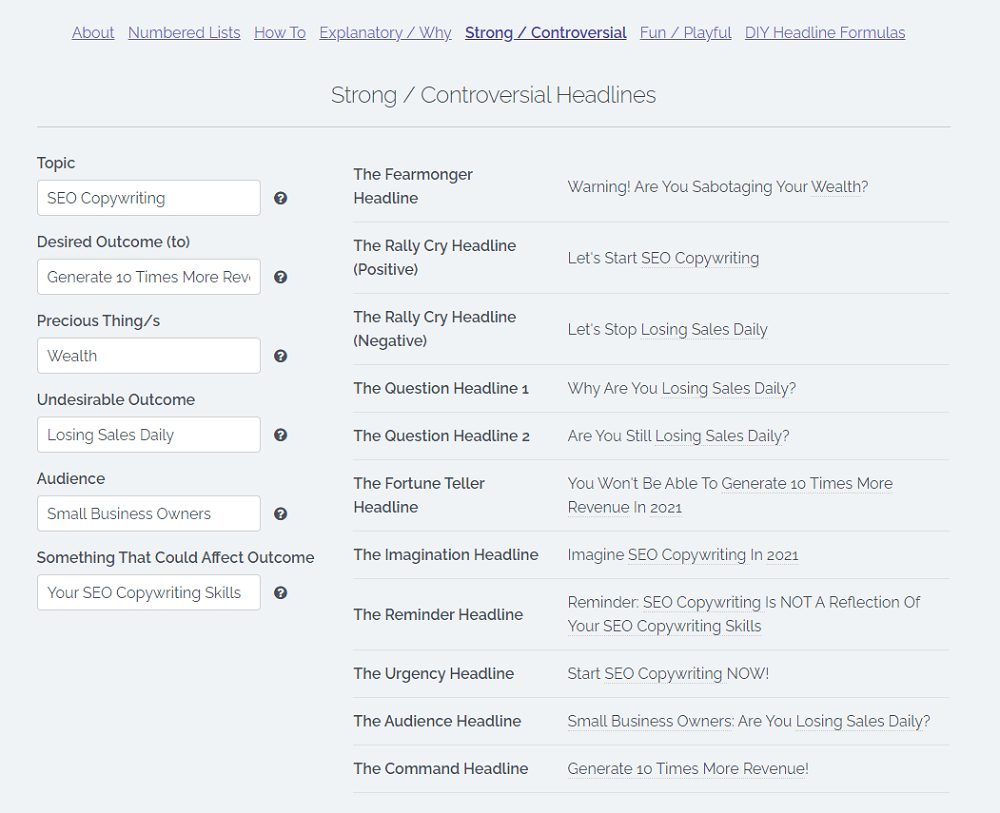 Sumo Topic Idea Generator Input and Output Example