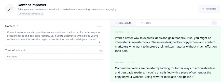 Jarvis content improver template