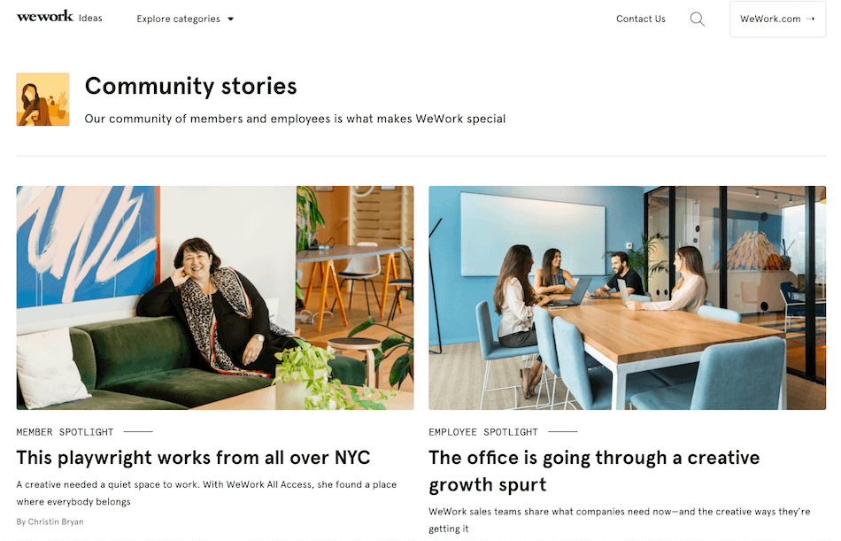 WeWork community stories